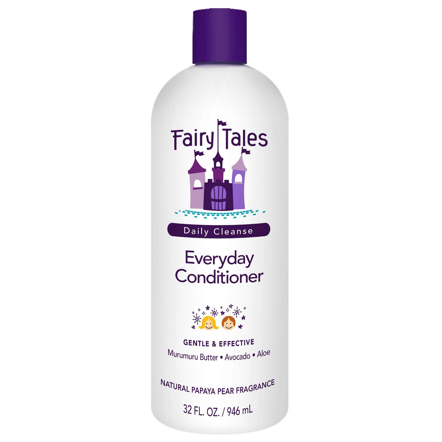 White Smoke Fairy Tales Daily Cleanse Everyday Kids Conditioner - Gentle Natural Defining Conditioner, Tangle Free, Moisturizing and Hydrating Formula, Clean and Natural Ingredients - Paraben Free - 32 oz.