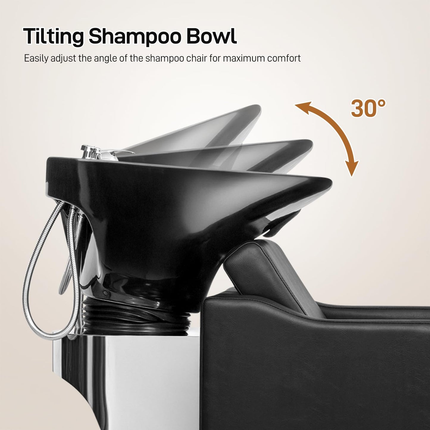 Dark Slate Gray Winado Shampoo Backwash Barber Chair with Ceramic Hair Wash Bowl Sink, Adjustable Leg Baffle, Reclining Shampoo Station Chair for Barbershop Beauty Spa Massage Hairdressing Equipment, Black