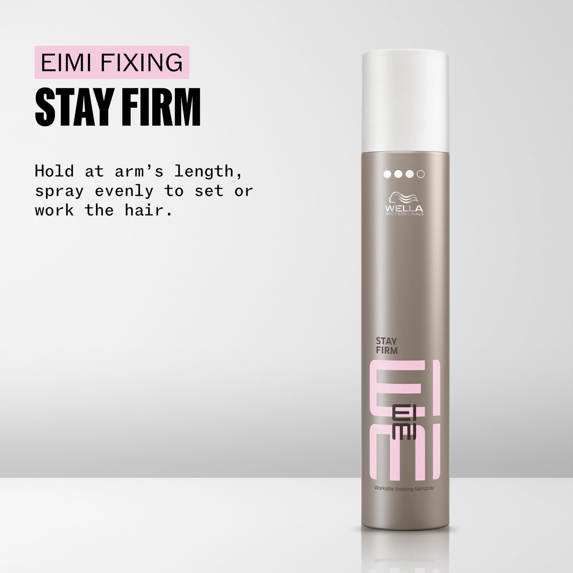 Lavender Wella Professionals EIMI Stay Firm | Workable Finishing Hairspray with 24H Firm Hold | Fast Drying | Humidity Resistant, UV & Heat Protectant | 9 Oz