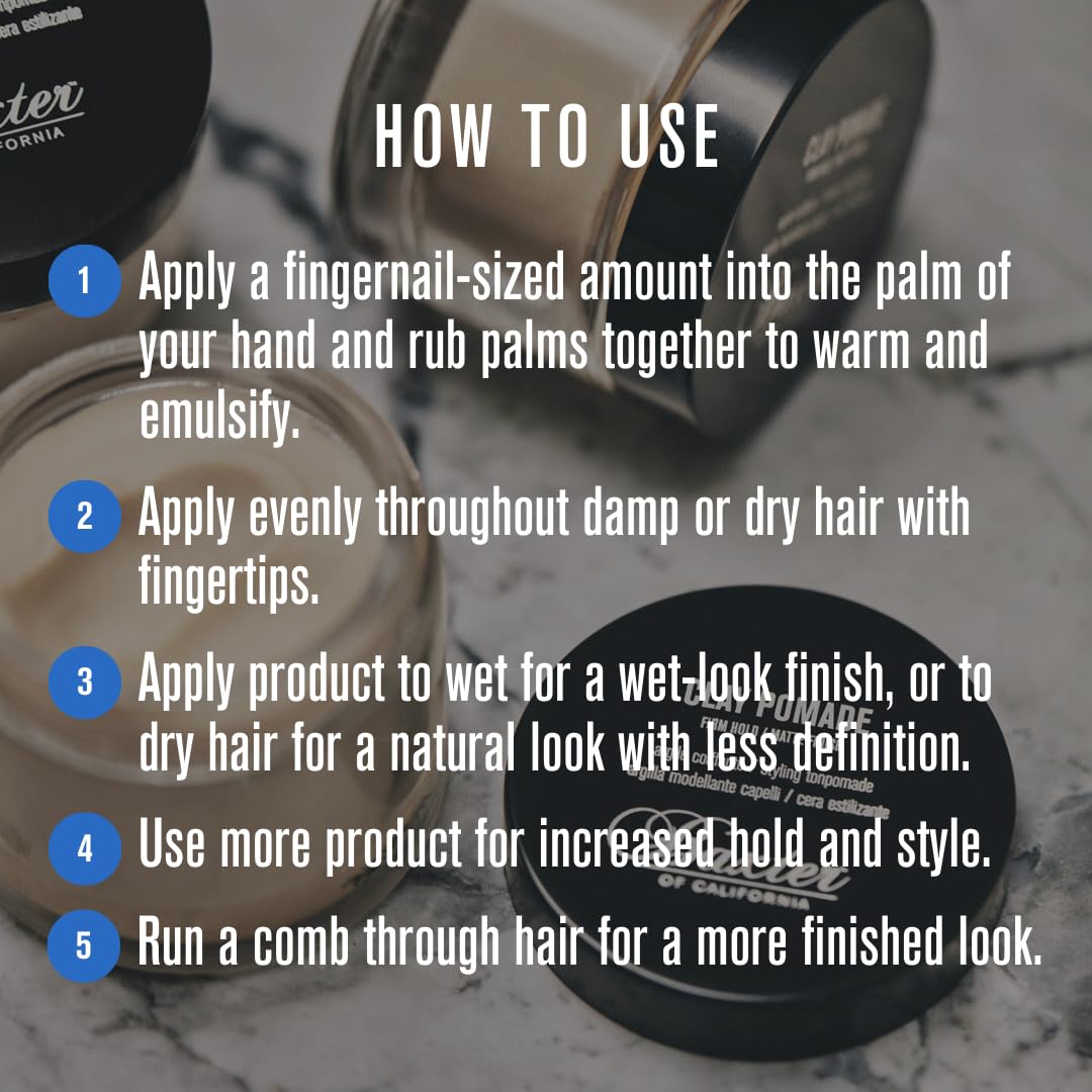 Dim Gray Baxter of California Clay Pomade, Strong Hold Matte Hair Clay for Men, Texturizing & Thickening Pomade for Natural Definition and All-Day Control, 2 Ounce