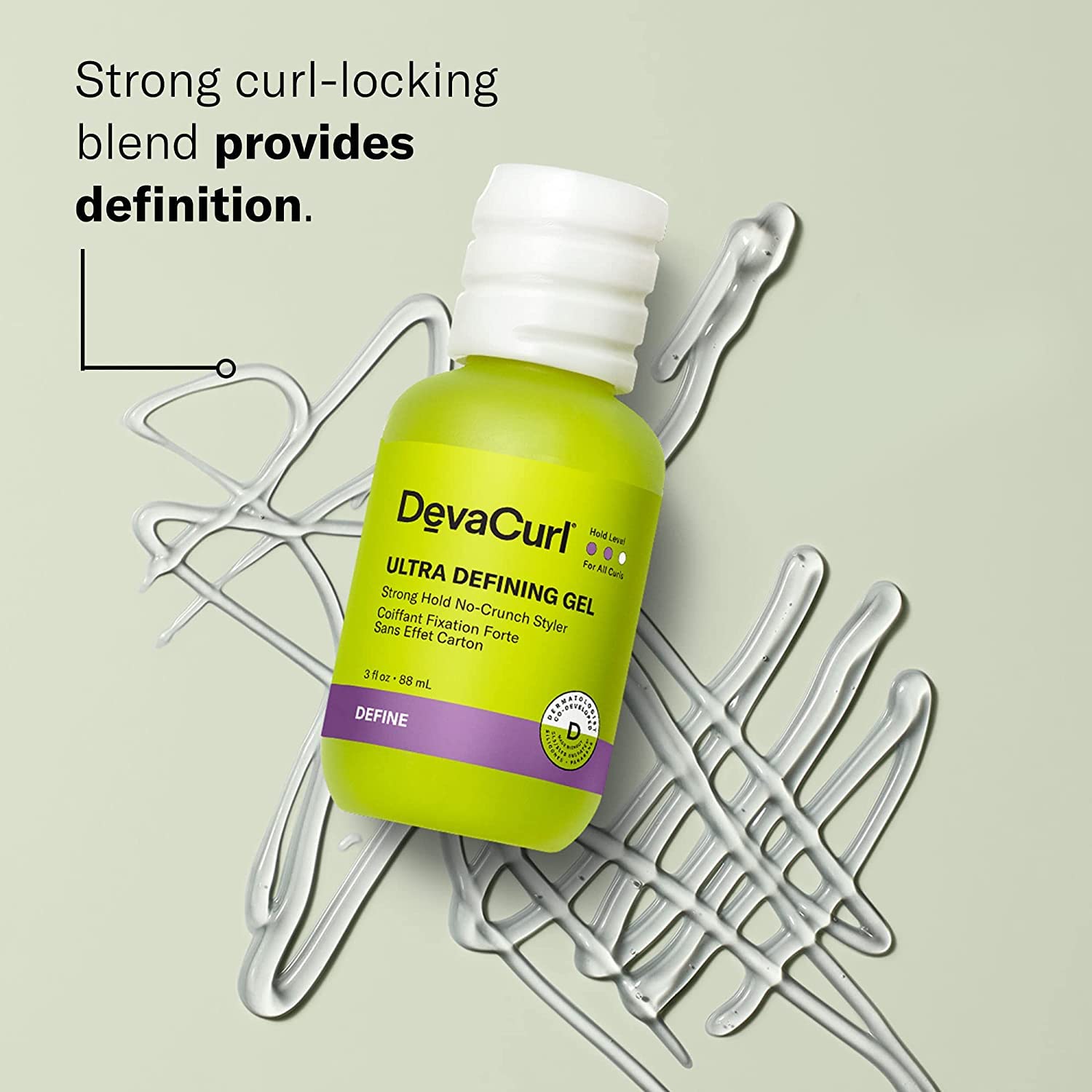 Light Gray DevaCurl Ultra Defining Gel Strong Hold Non-Crunch Styler, 3 fl. oz