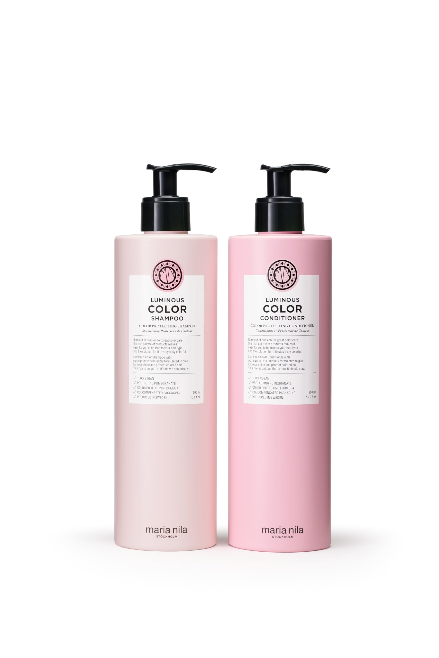 White Smoke Maria Nila Luminous Colour, Shampoo & Conditioner set (2 x 500 ml), Reduces Colour Loss from Washing, Pomegranate Counteracts Dehydration, 100% Vegan & Sulfate/Paraben free