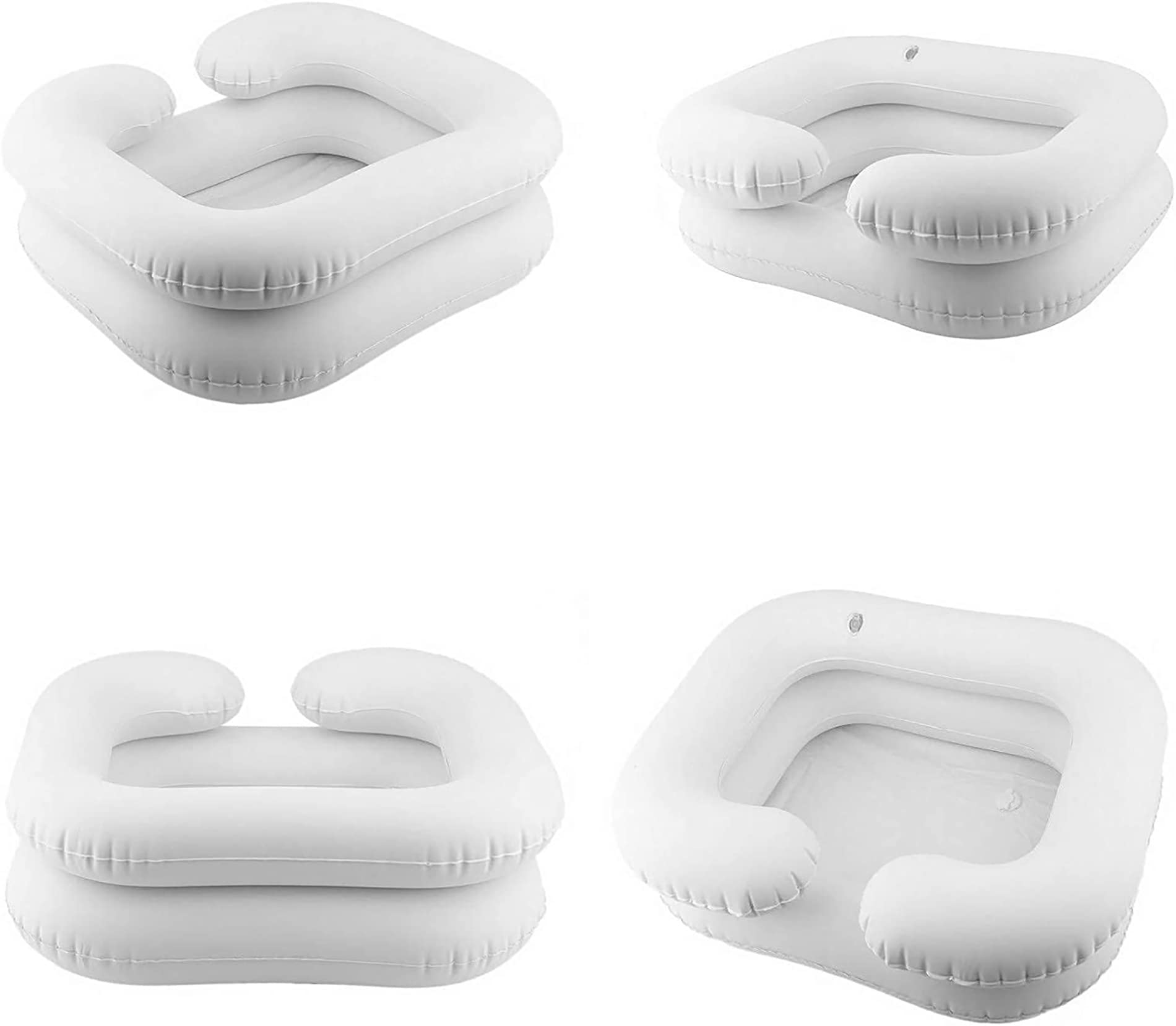 White Smoke Inflatable Shampoo Basin for Bedside, Shampoo Tub for Locs, Portable Shampoo Bowl for Elderly, Disabled, Pregnant, Injured, Bedridden, Handicapped, Hair Washing Tray for Sink at Home (White)