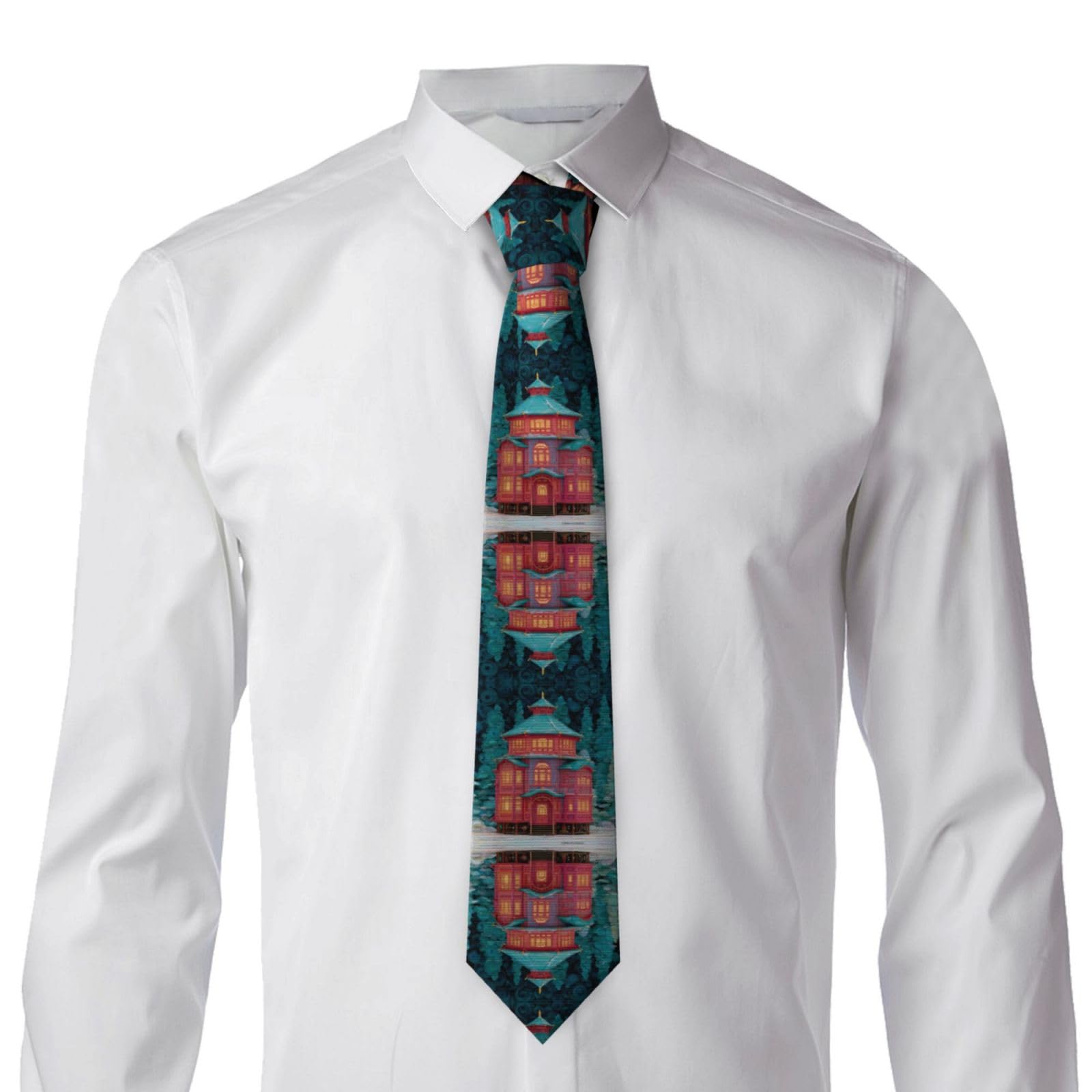 White Smoke JZMTY Enchanted Alcove Men's Necktie with Anti-Floating Buckle Design Soft Wrinkle-Resistant Various Formal Occasions
