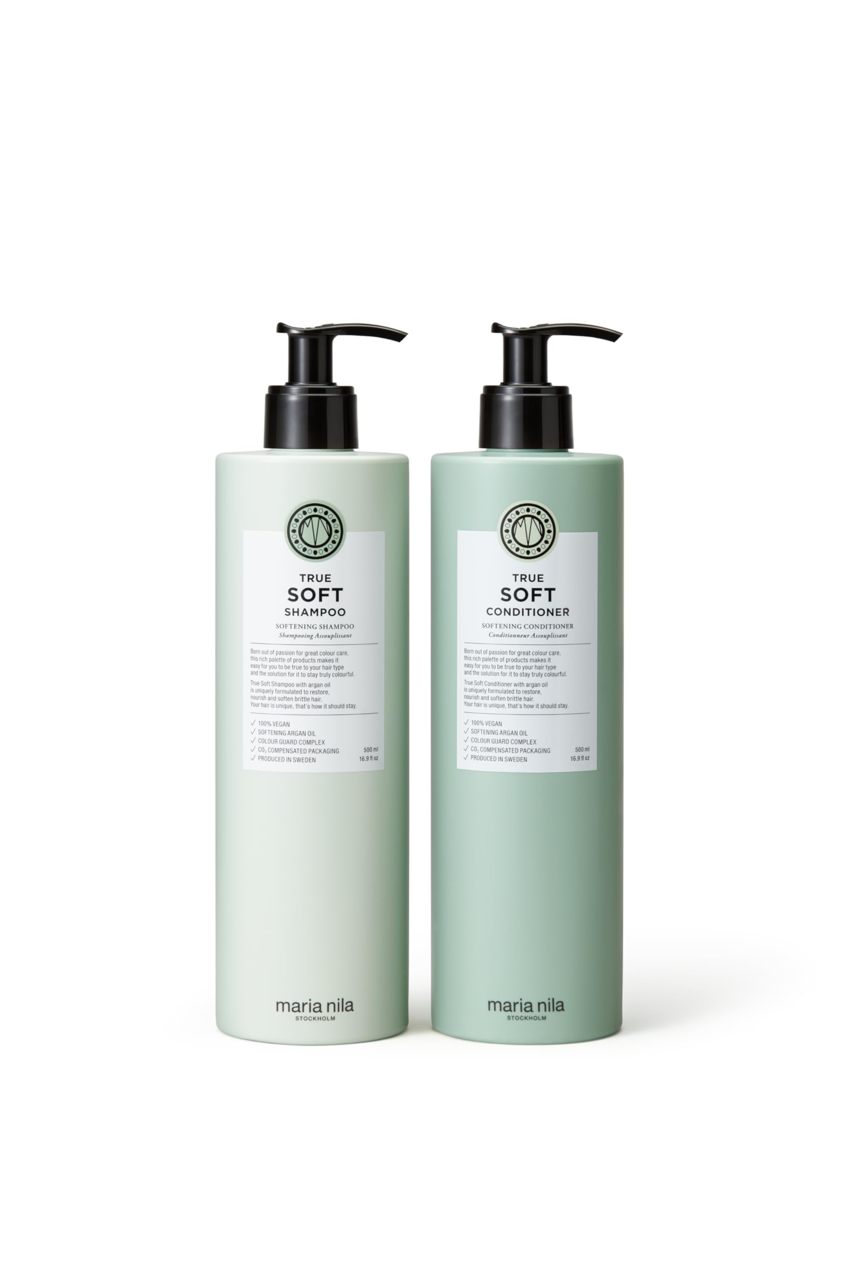 White Smoke Maria Nila True Soft, Shampoo & Conditioner set (2 x 500 ml), For Dry Hair, Argan Oil Remoisturises & Reduces Frizz, 100% Vegan & Sulfate/Paraben free