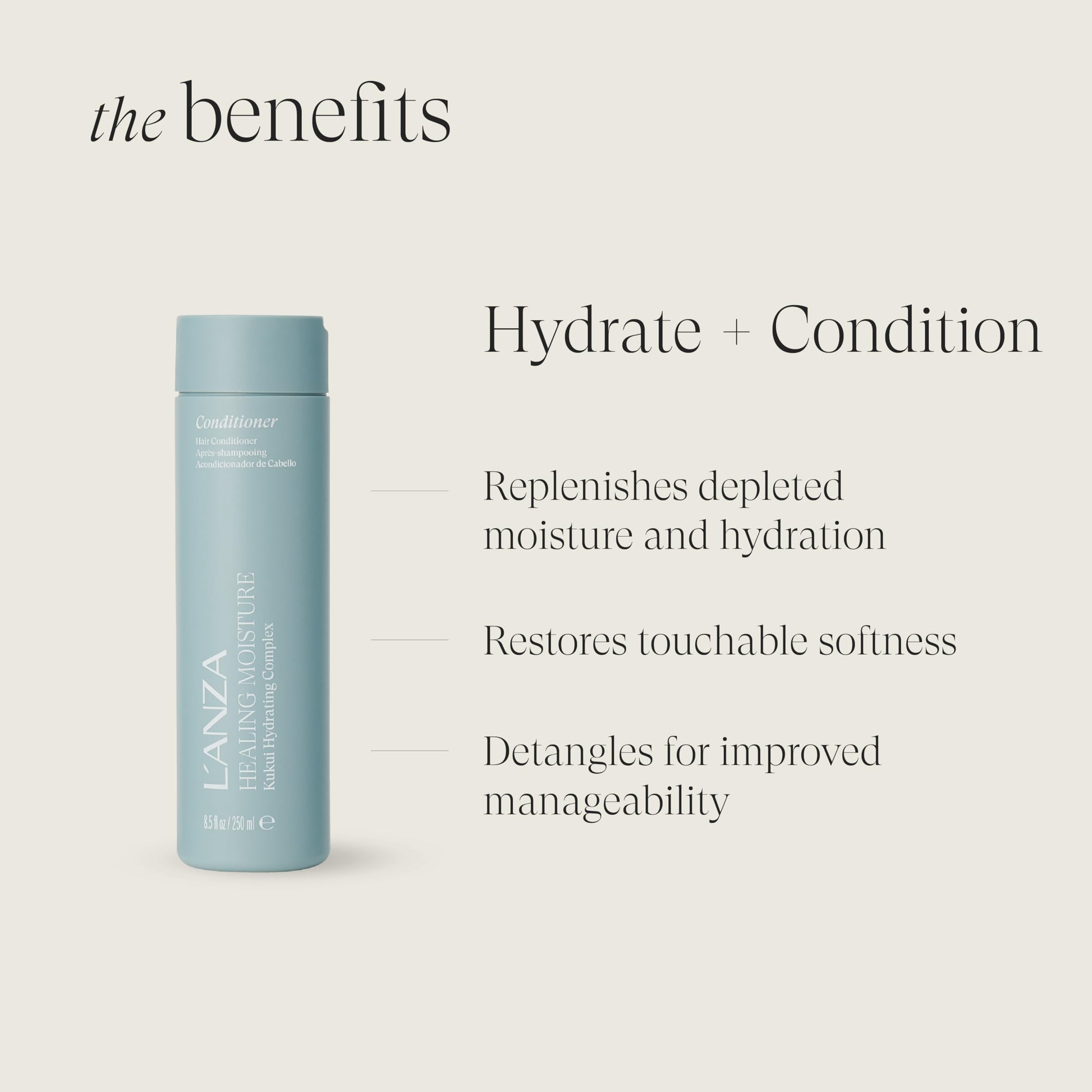 Lavender L'ANZA Healing Moisture Kukui Nut Conditioner, Renews Strength, Replenishes Moisture, for a Perfect Silky Look,Suitable for All Hair Types (8.5 Fl Oz)