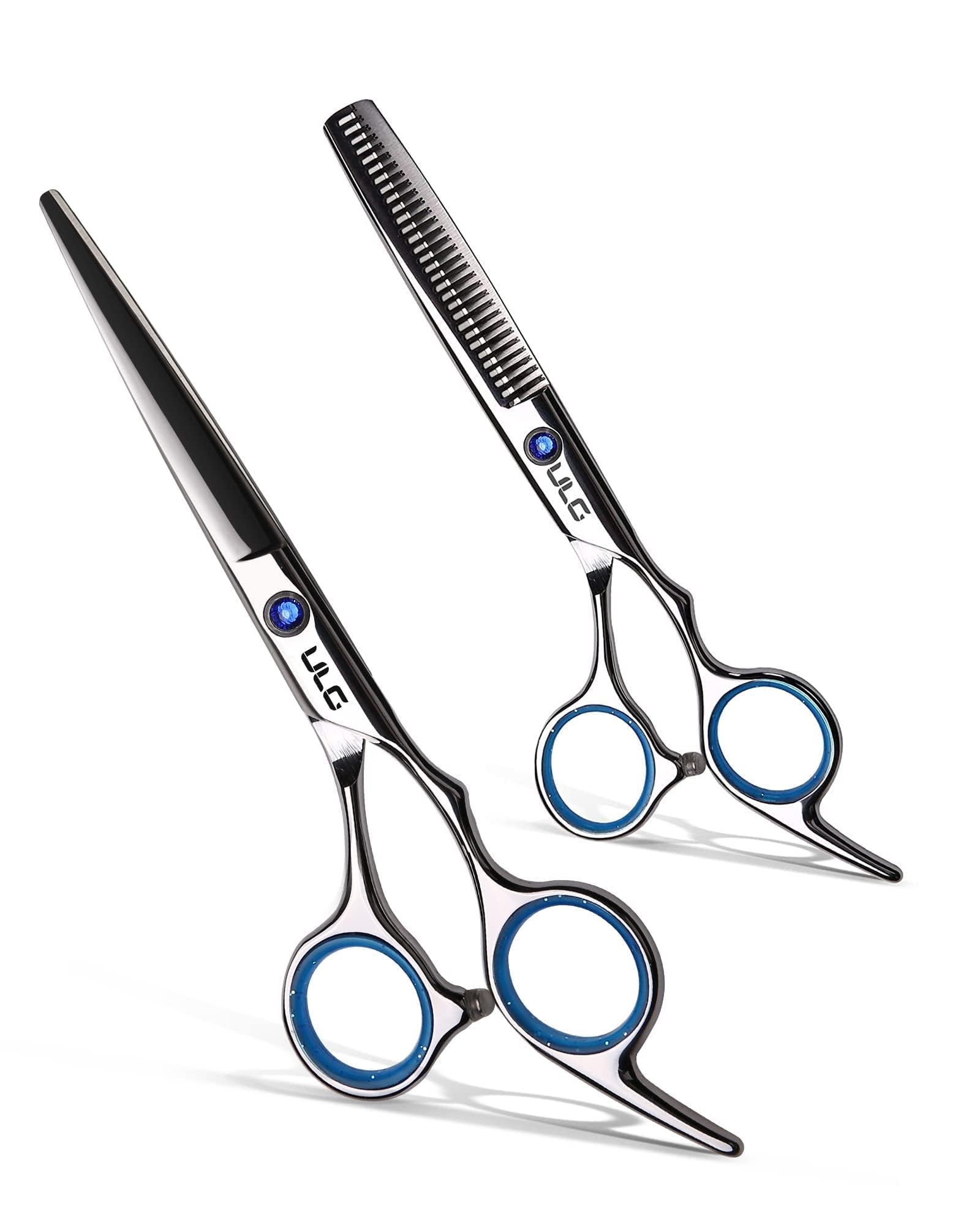 White Smoke Hair Cutting Scissors Thinning Shears Kit ULG Professional Barber Hairdressing Texturizing Salon Razor Edge Scissor Japanese Stainless Steel 6.5 inch