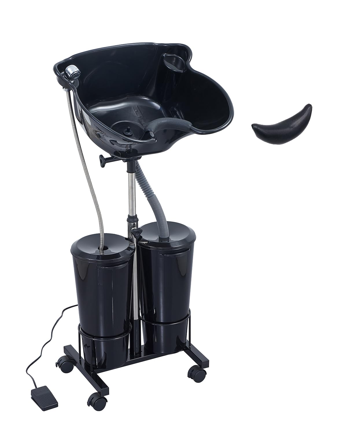 White Smoke Electric Portable Shampoo Bowl Hair Washing Station, Hair Washing Tray for Sink at Home, Portable Salon Sink Wash Basin for Hairstylist (Black, with 2 Bucket)