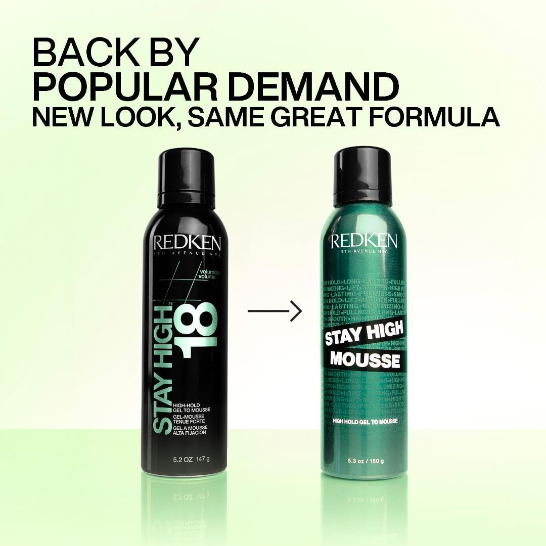 Seashell Redken Stay High Volumizing Mousse For Fine Hair - High Hold Gel to Mousse, Strong Hold for 24 Hours