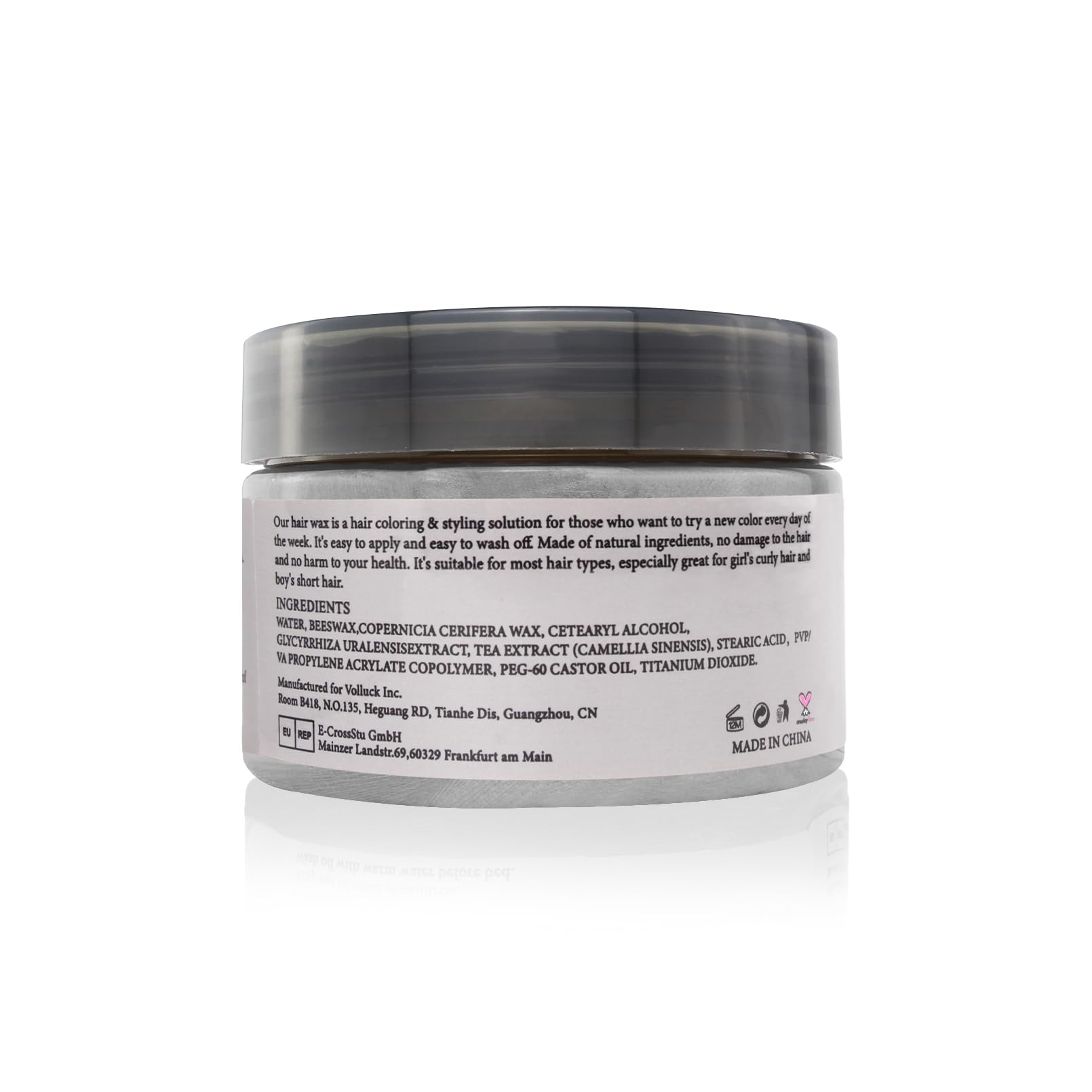 Gray Silver Grey Hair Wax Pomades 4.23 oz - Natural Hair Coloring Wax Material Disposable Hair Styling Clays Ash for Cosplay, Party (Silver Grey)