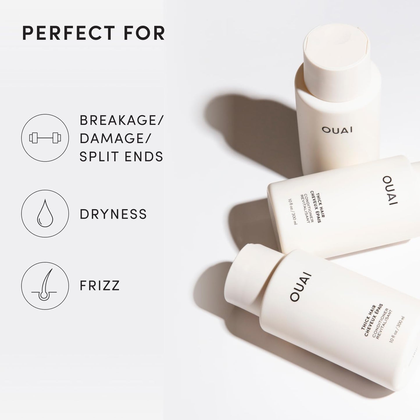 White Smoke OUAI Thick Hair Conditioner Refill - Moisturizing Conditioner for Dry, Frizzy Hair - Keratin, Marshmallow Root, Shea Butter and Avocado Oil - Paraben, Phthalate & Sulfate Free (32 Oz)