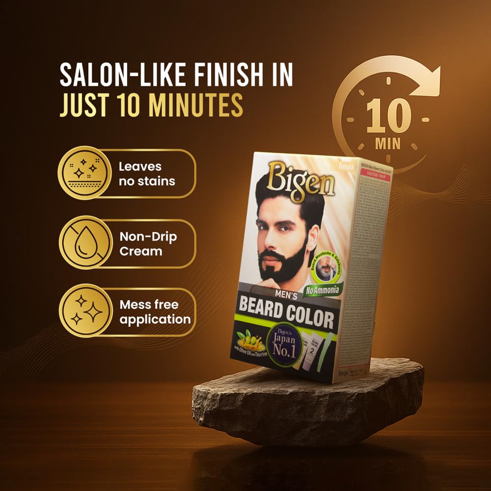 Black Bigen Men'S Beard Color, 40G - Brownish Black B102 (Pack Of 1)