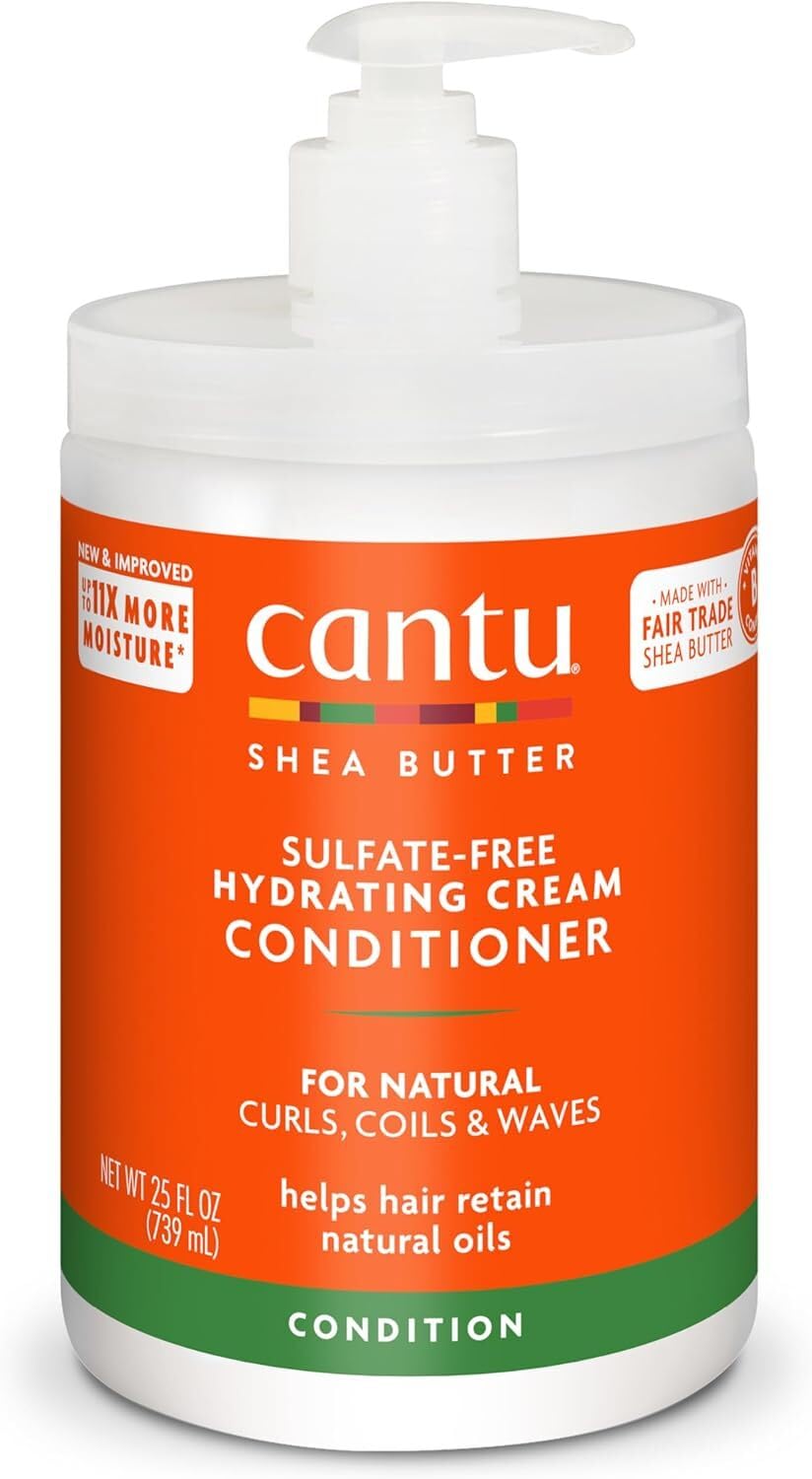 White Smoke Cantu Sulfate-Free Hydrating Cream Conditioner with Shea Butter for Natural Hair, 25 fl oz