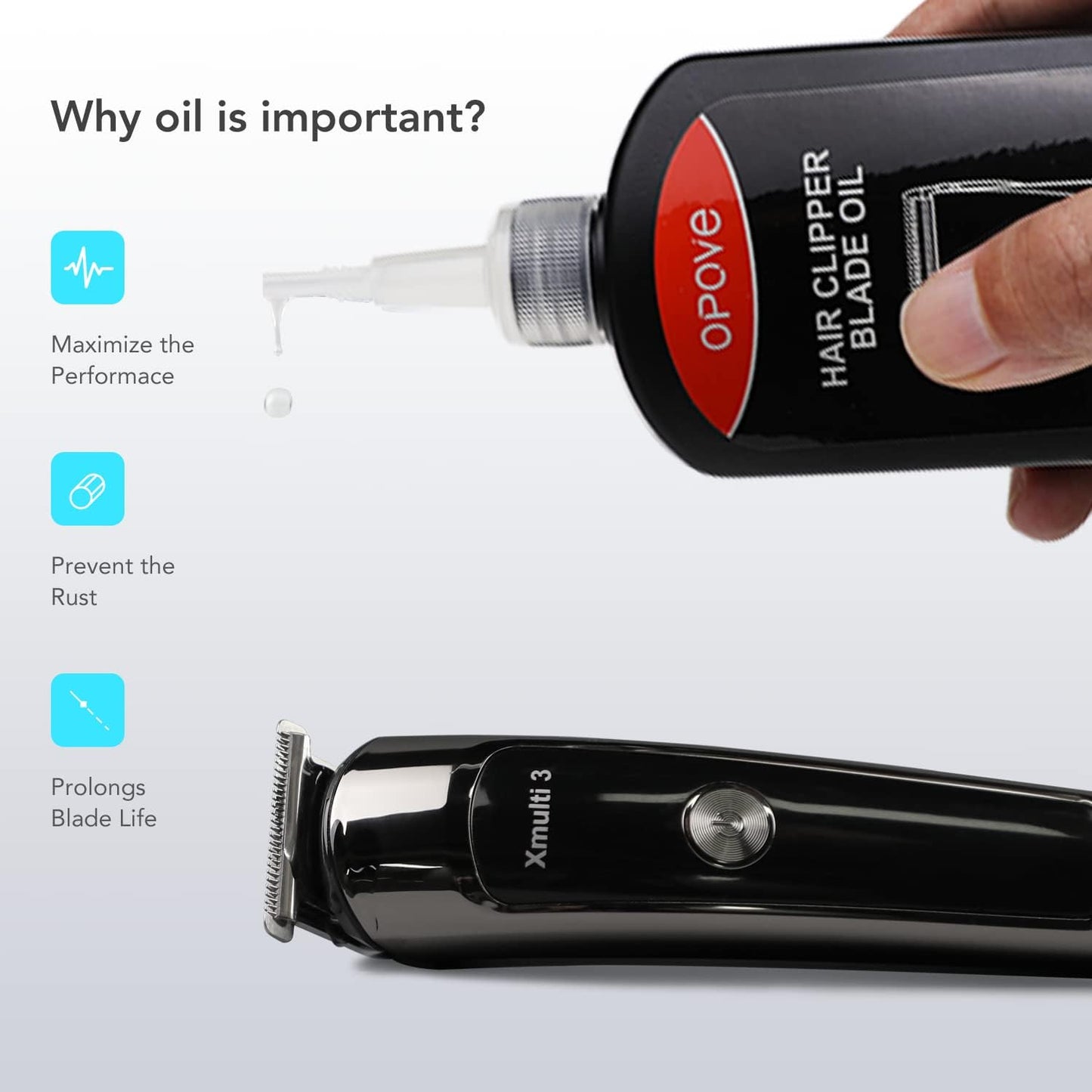 Lavender Opove Premium Hair Clipper Blade Lubricating Oil for Clippers, Trimmers, Groomers, Rust Prevention, 4.05oz/120ml, 1 Pack with Clean Brushes