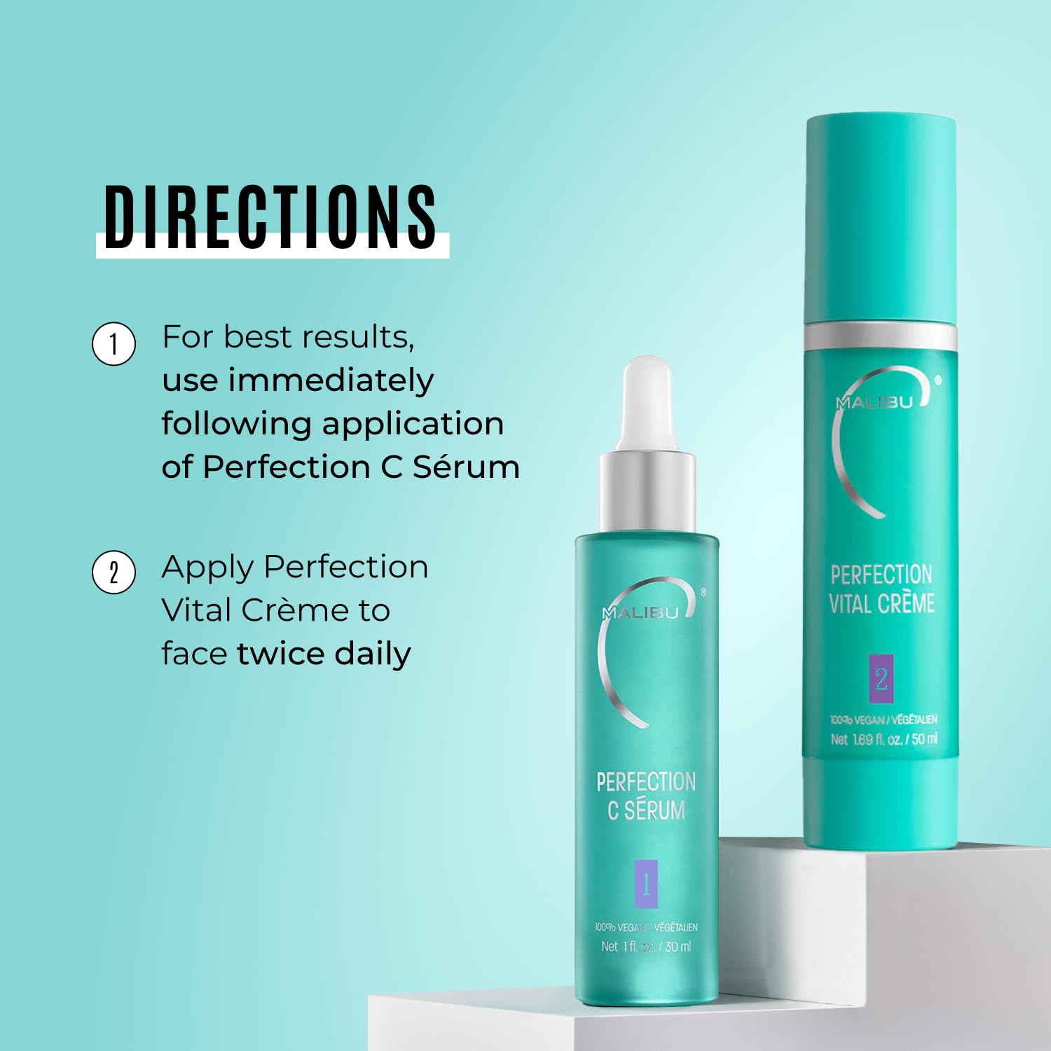 Powder Blue Malibu C Perfection Vital Crème - Daily Face Moisturizer for Dry Skin with Peptide & Pro Vitamin B5 - Hydrating Moisturizer for Fine Lines, Wrinkles, Dark Circles & Puffiness (1.69 oz)