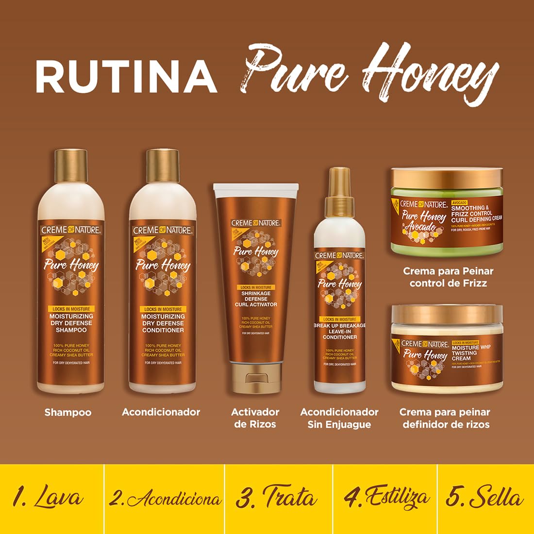 Sienna Creme of Nature Pure Honey Define Shrinkage Defense Curl Activator, Moisture-Rich Formula with Coconut Oil & Shea Butter, For Dry, Dehydrated Hair 10.5 oz