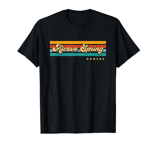 White Smoke Vintage Sunset Stripes Alcove Spring, Kansas T-Shirt