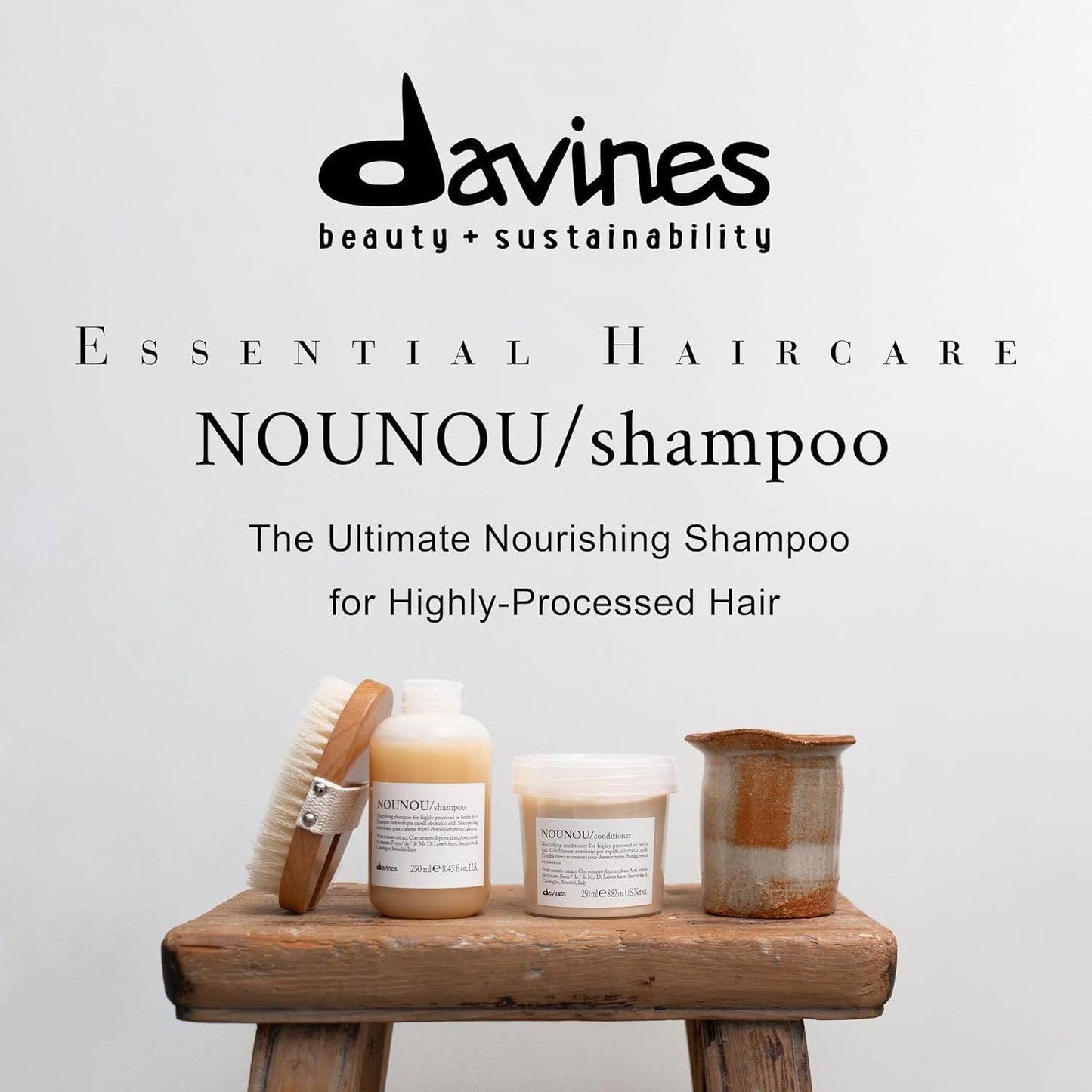 Lavender Davines NOUNOU Shampoo, Hydrating Gentle Cleansing Action for Highly-Processed, Chemically Treated, Dry, Damaged or Brittle Hair - Deep Nourishment, Travel Size, 2.54 Fl Oz