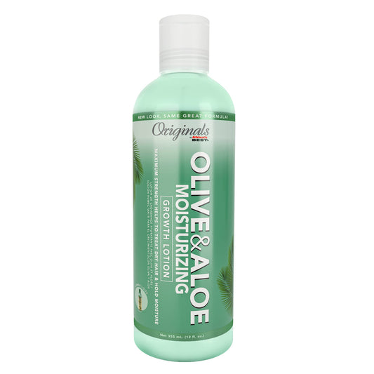 White Smoke Originals by Africa's Best Olive & Aloe Moisturizing Growth Lotion, Ultimate Hydration Finishing Step, For All Hair Types and Textures, Petroleum & Mineral Oil Free, 12 oz
