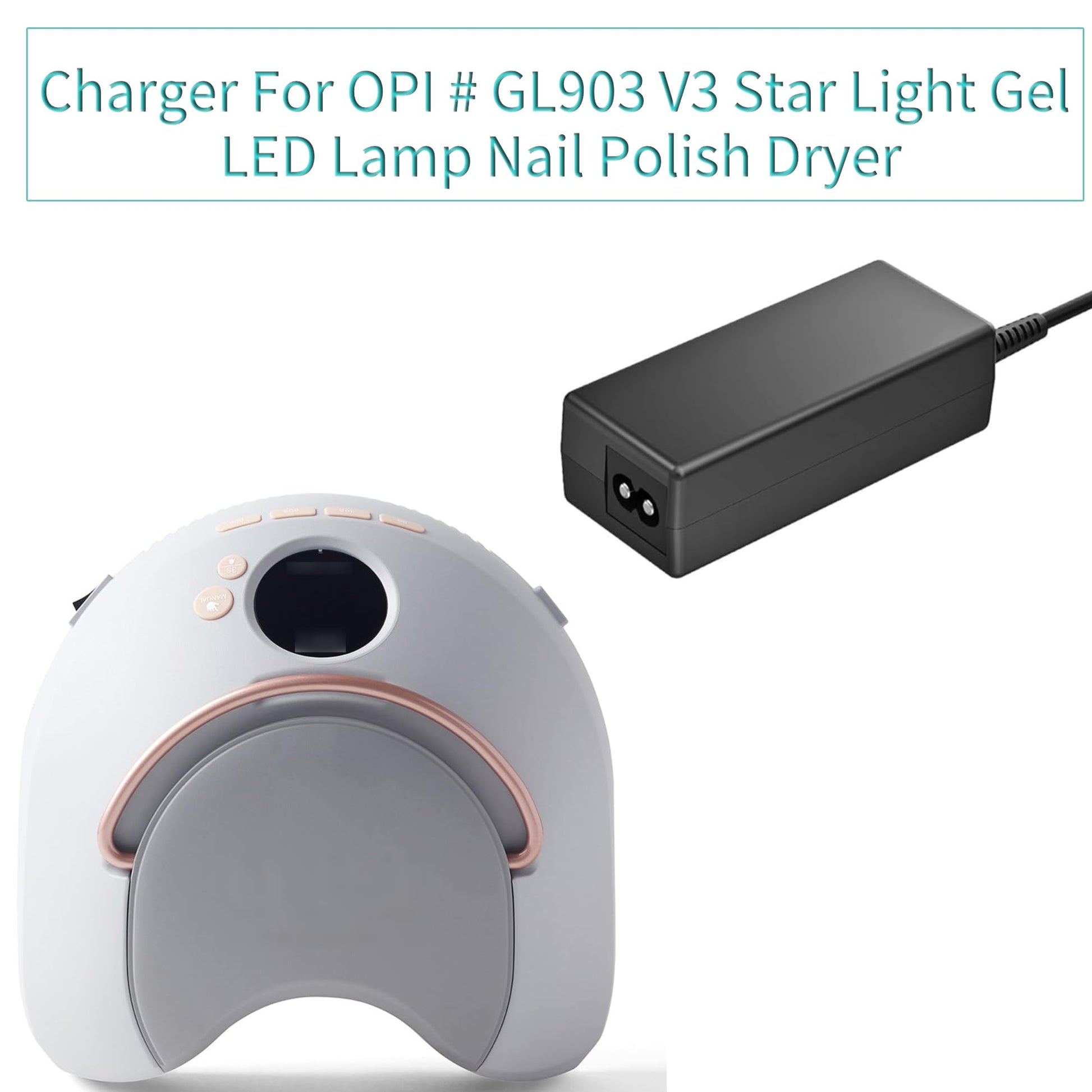 White Smoke WSUOERZER 12V AC/DC Adapter Compatible with OPI GL903 V3 GL903V3 GL903-US 3.0 GL 903 Professional Star Light Gel LED Corded Lamp Nail Polish Dryer GL803 803 O.P.I OPl 12VDC 3A Charger