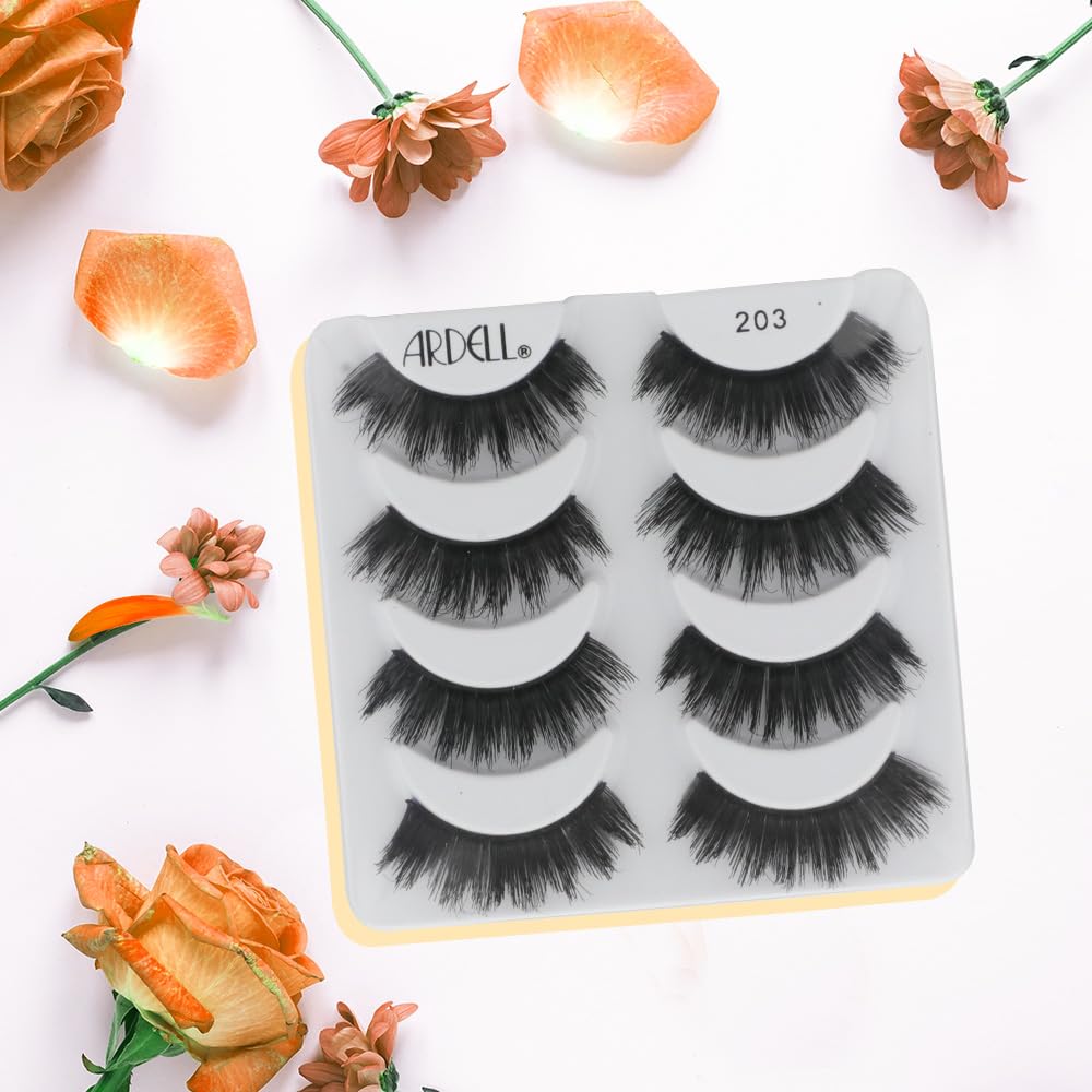 White Smoke Ardell False Eyelashes Double Up 203 - Dramatic Volume, Long & Full Strip Lashes, Reusable Fake Lashes, 1 Pack