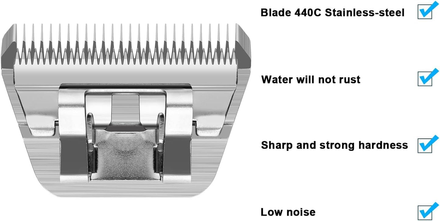 White Smoke Newbulu 3Pack Dog Grooming Wide Blade,Detachable Pet Dog Grooming Blades,Compatible with Andis,Oster A5,Wahl km10 Clippers.（4FW+5FW+7FW）