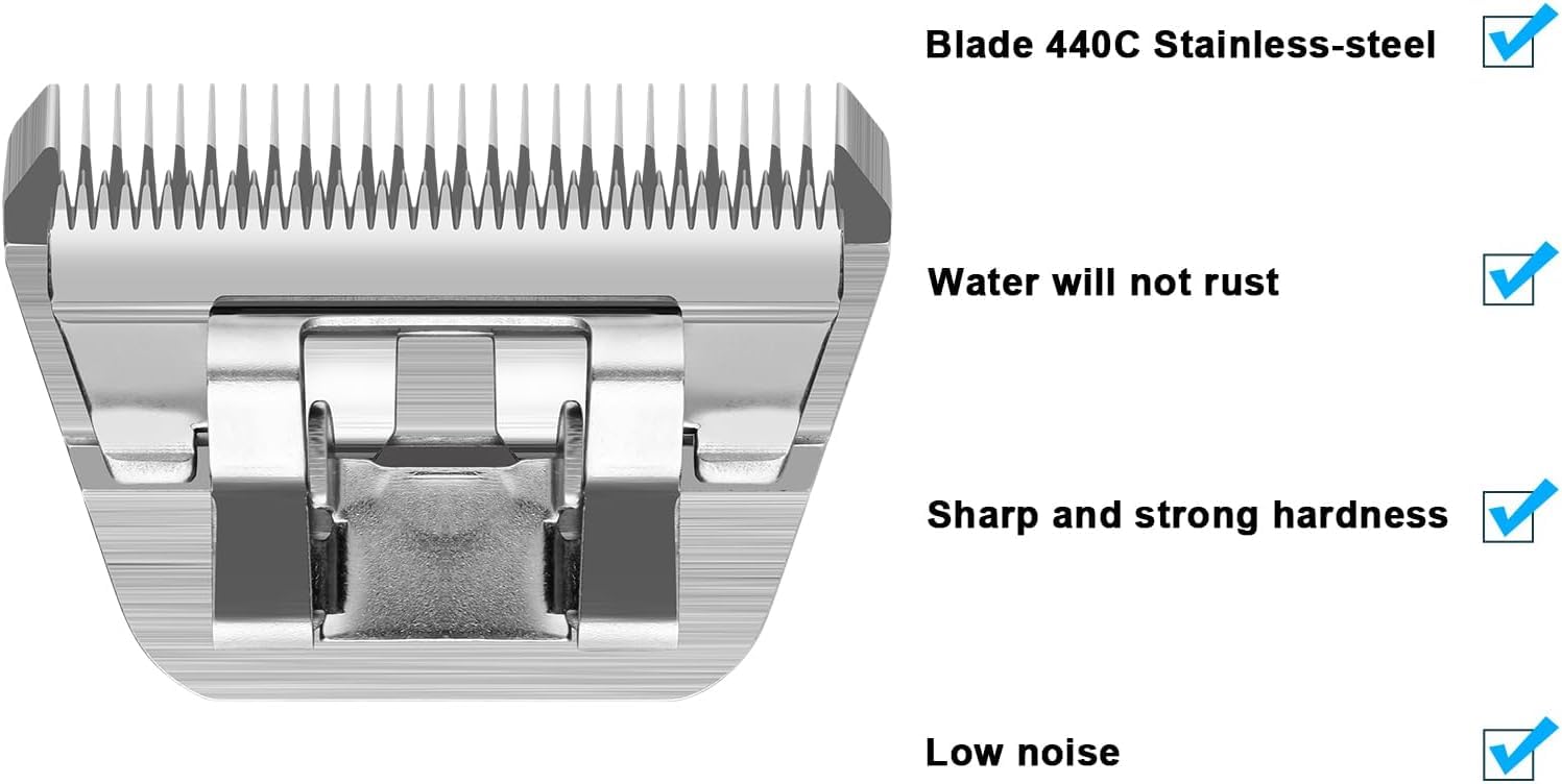 White Smoke Newbulu 3Pack Dog Grooming Wide Blade,Detachable Pet Dog Grooming Blades,Compatible with Andis,Oster A5,Wahl km10 Clippers.（4FW+5FW+7FW）