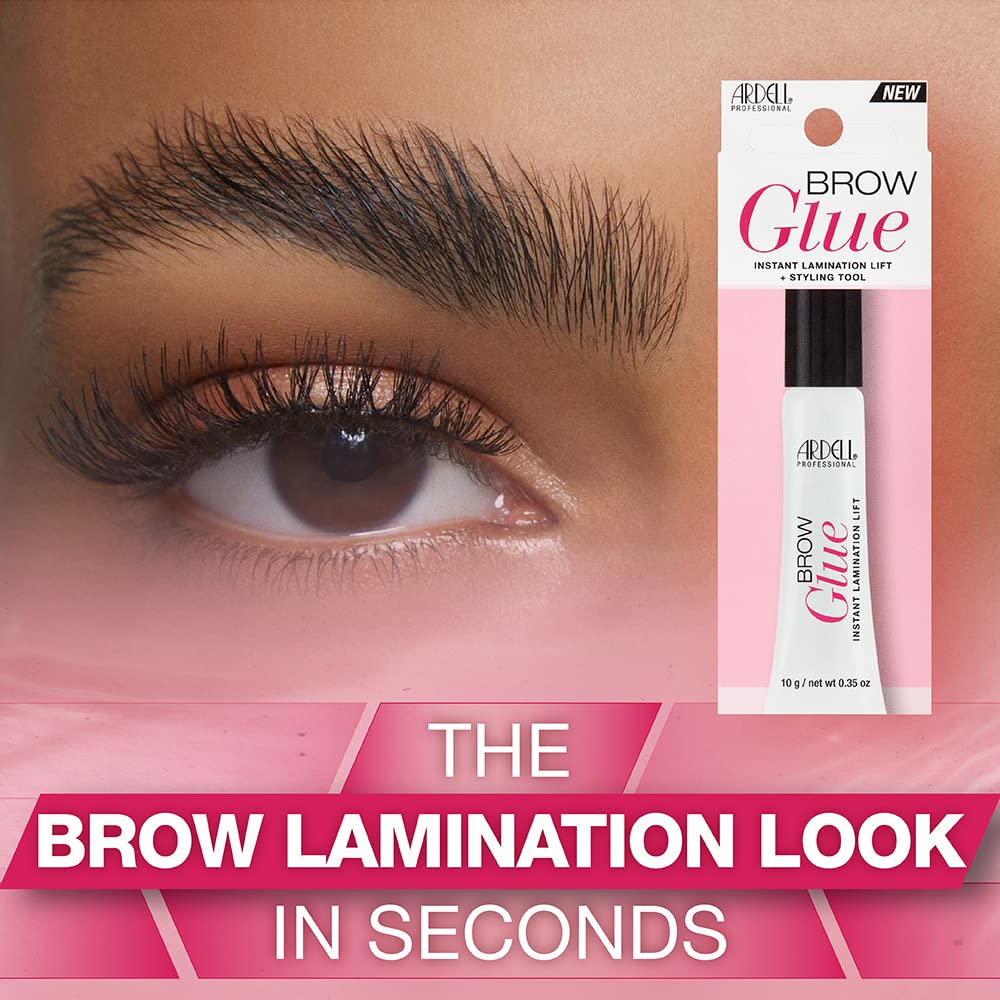 Tan Ardell Brow Glue Clear – Strong Hold Eyebrow Gel for Lamination Lift, Long Lasting Brow Gel Styling Tool for Shaping & Setting Brows, Eye Makeup, 0.35 oz