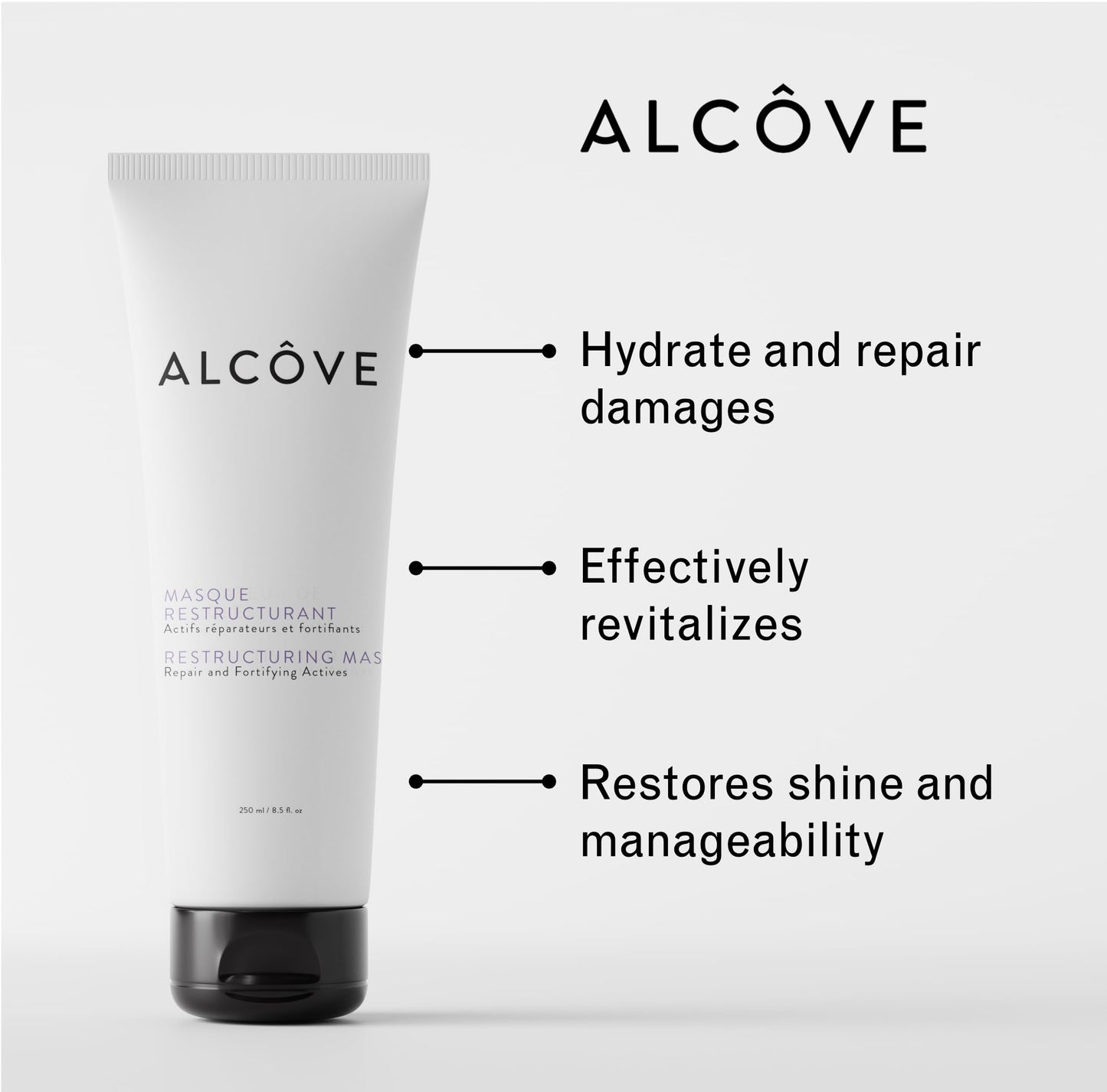 Lavender Alcôve - Restructuring Mask - Revitalizes & Offers Manageability - Deep Conditioning Hair Mask Made with Avocado & Moringa Oils - Hydrate, Repair, and Fortify Damaged Hair - Color-Safe - Vegan - 8.5oz