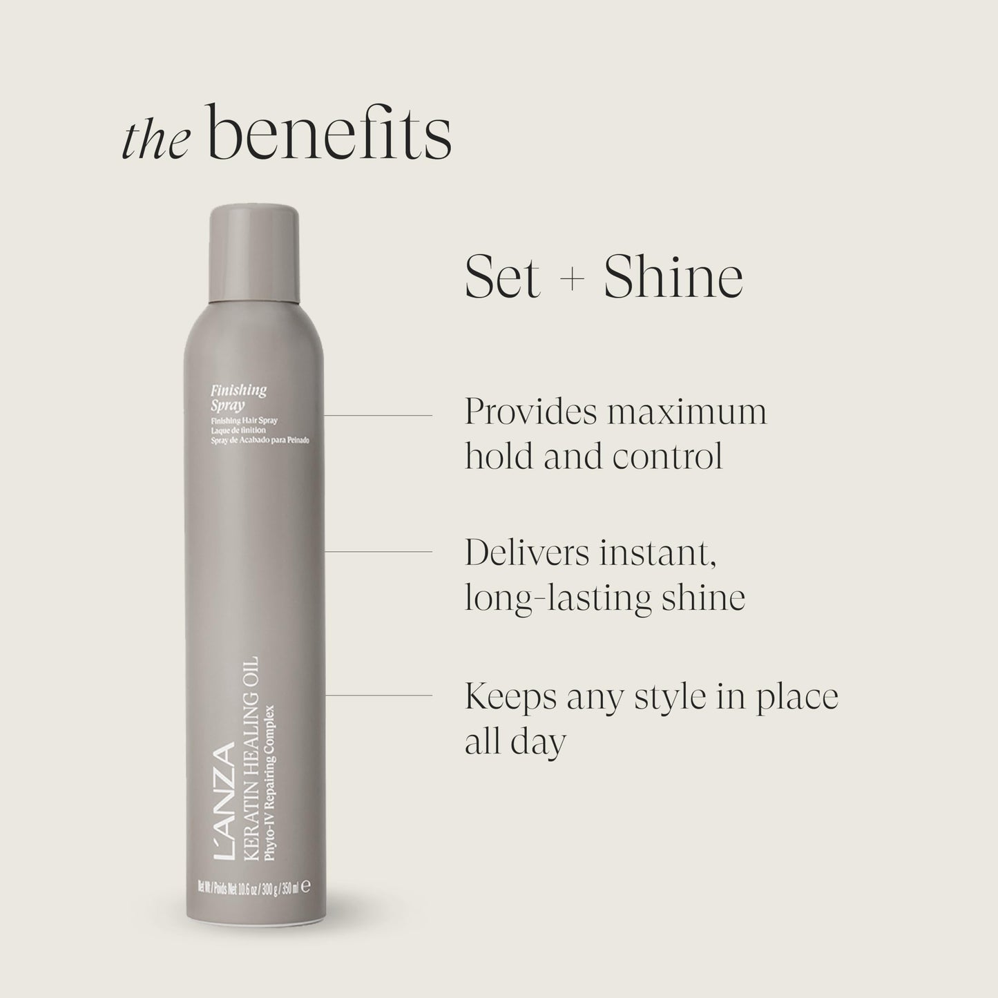 Lavender L'ANZA Keratin Healing Oil Finishing Spray For Hair Strong Flexible Hold, Humidity Resistant, Adds Lustrous Shine, Brushable, Heat Protection, Color Safe, Sulfate Free (10.6 Fl Oz)