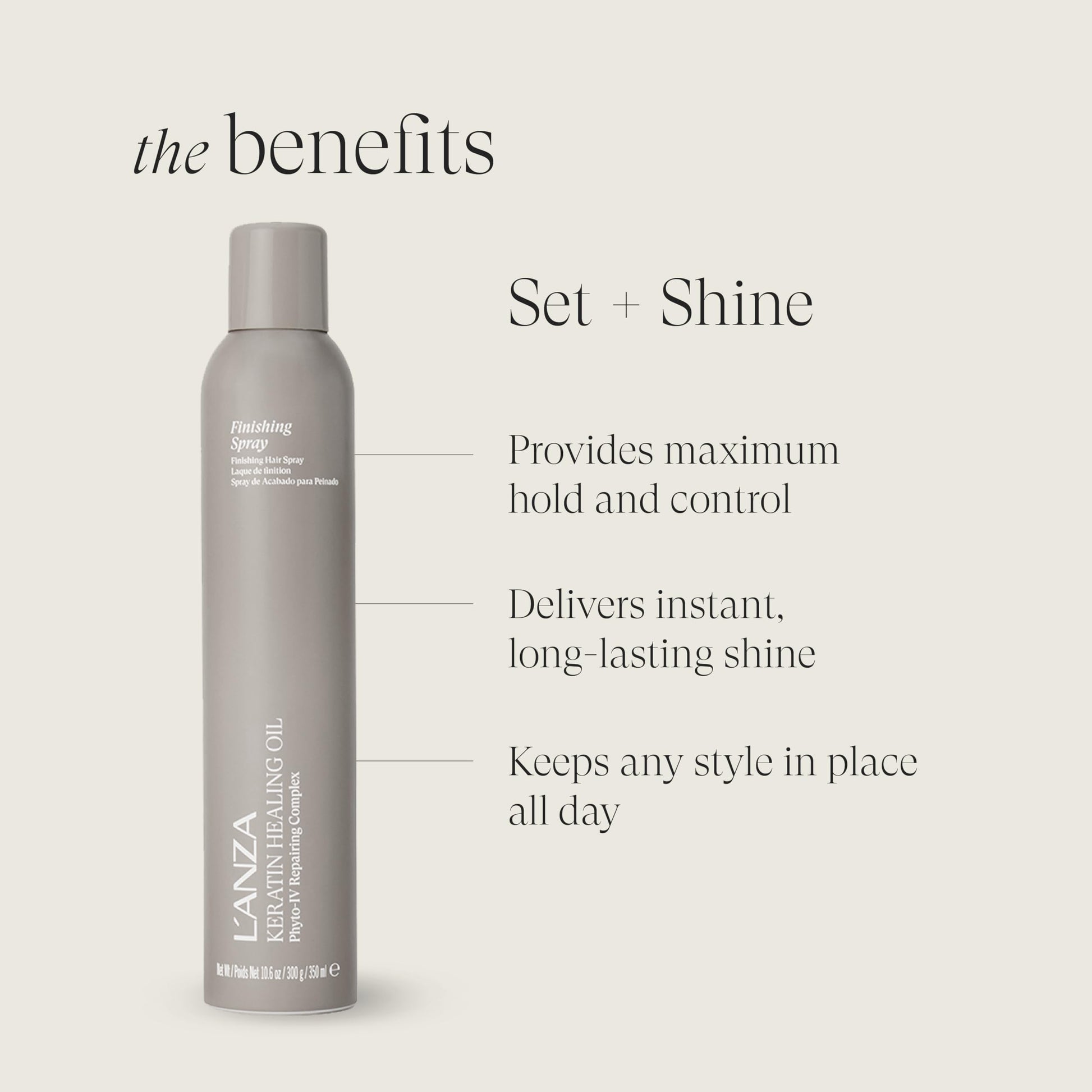 Lavender L'ANZA Keratin Healing Oil Finishing Spray For Hair Strong Flexible Hold, Humidity Resistant, Adds Lustrous Shine, Brushable, Heat Protection, Color Safe, Sulfate Free (10.6 Fl Oz)