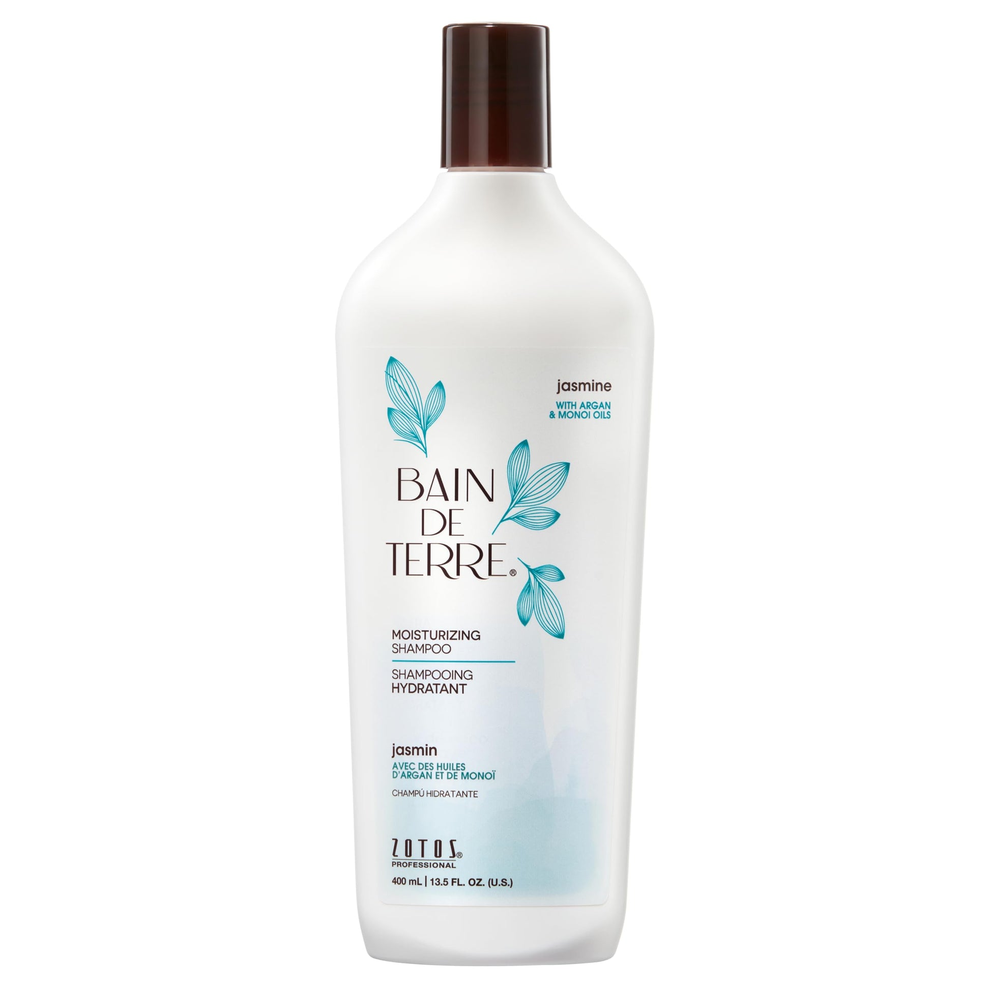 White Smoke Bain de Terre Jasmine Moisturizing Shampoo, Luxurious Hydration for Dry Hair with Argan & Monoi Oils, Paraben-Free, Color-Safe, Vegan, 13.5 Fl Oz
