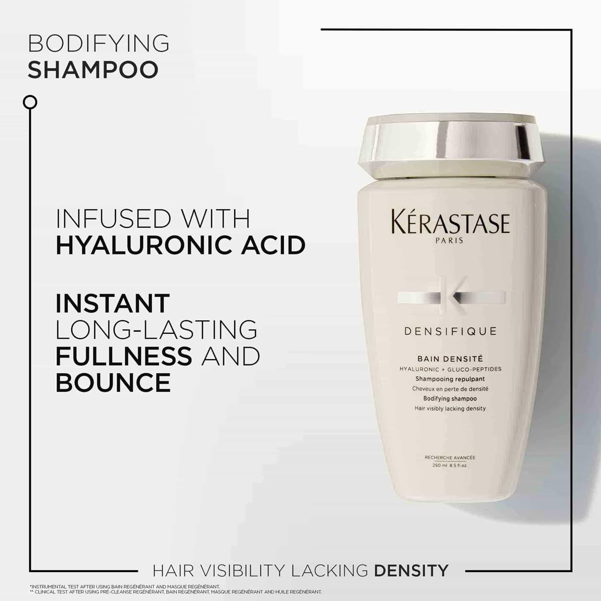 Lavender KÉRASTASE Densifique Densité Shampoo, Thickening & Strengthening Shampoo, Removes Build-Up & Adds Shine with Hyaluronic Acid for Fine, Thin & Thinning Hair, 8.5 Fl Oz
