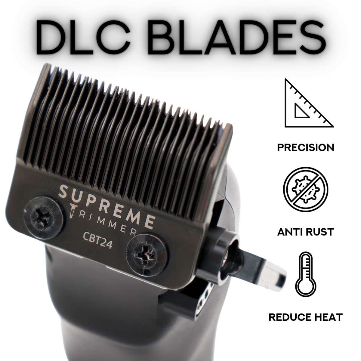 White Smoke Supreme Trimmer Darkstar 72 Clipper with Magnetic Vector Motor | 180 Min Run Time, 9000 RPM Barber Hair Clipper | Low Noise, Professional Clipper DLC Blades | STC72