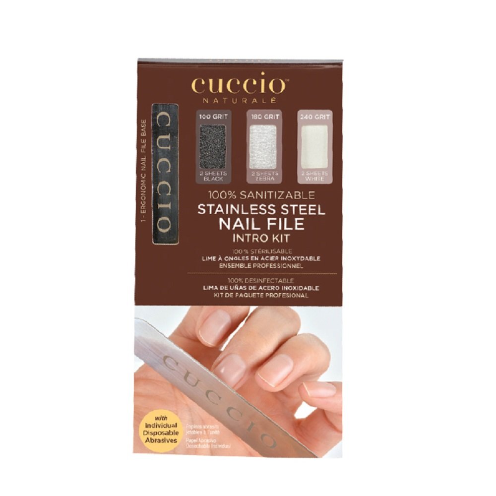 Dark Olive Green Cuccio Stainless Steel Nail File Intro Kit