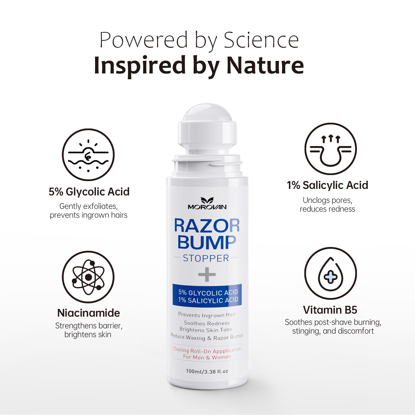 White Smoke Razor Bumps Ingrown Hair Treatment: 3.38fl.oz Smoothing Solution for Body, Beard & Bikini Area Post Waxing After Shaving Serum for Ingrown Hair & Razor Burn - Women & Men