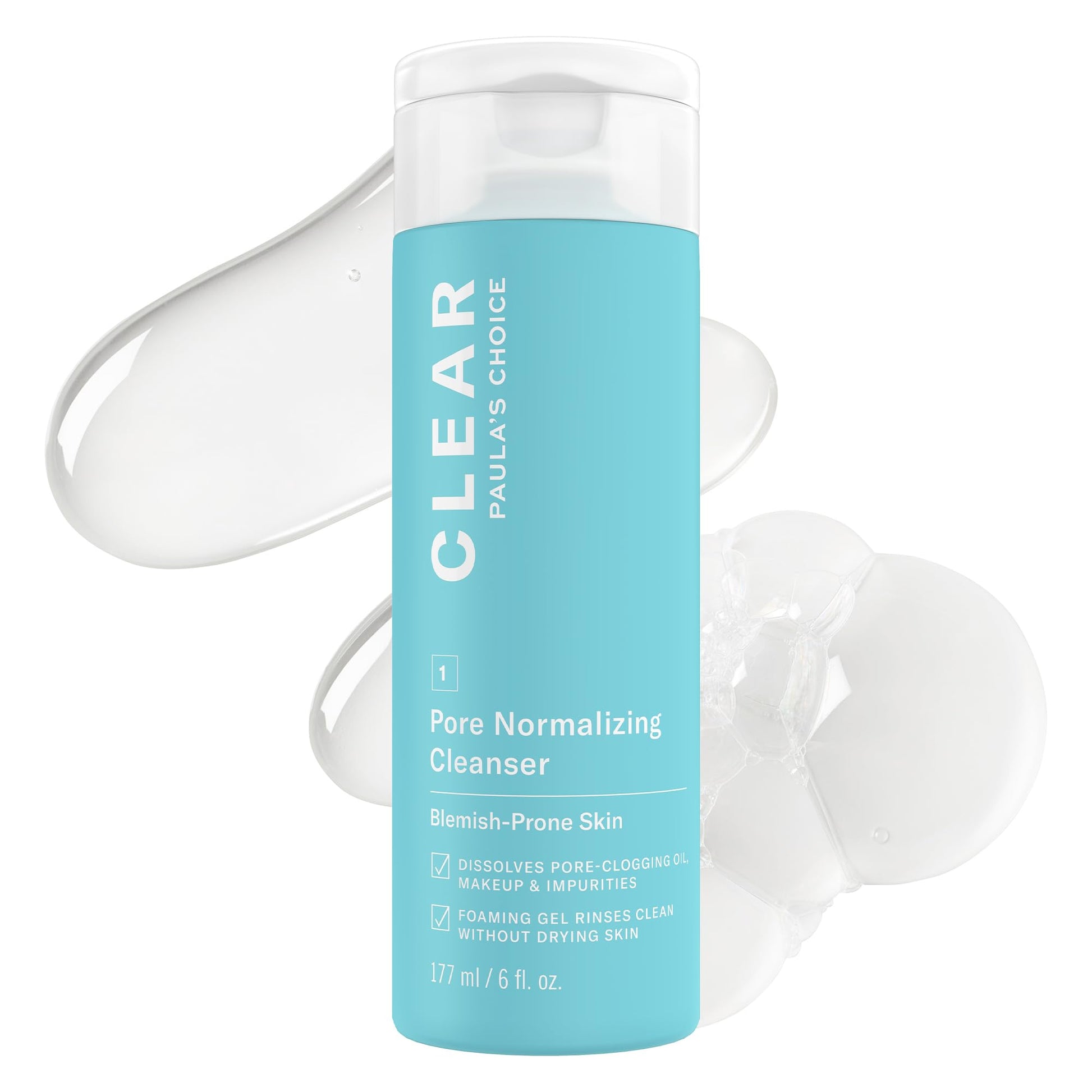 White Smoke Paula's Choice CLEAR Pore Normalizing Facial Cleanser, Acne Daily Face Wash, Salicylic Acid Face Cleanser for Clogged & Enlarged Pores, Redness, Suitable for Blackhead-Prone Skin Fragrance Free, 6oz