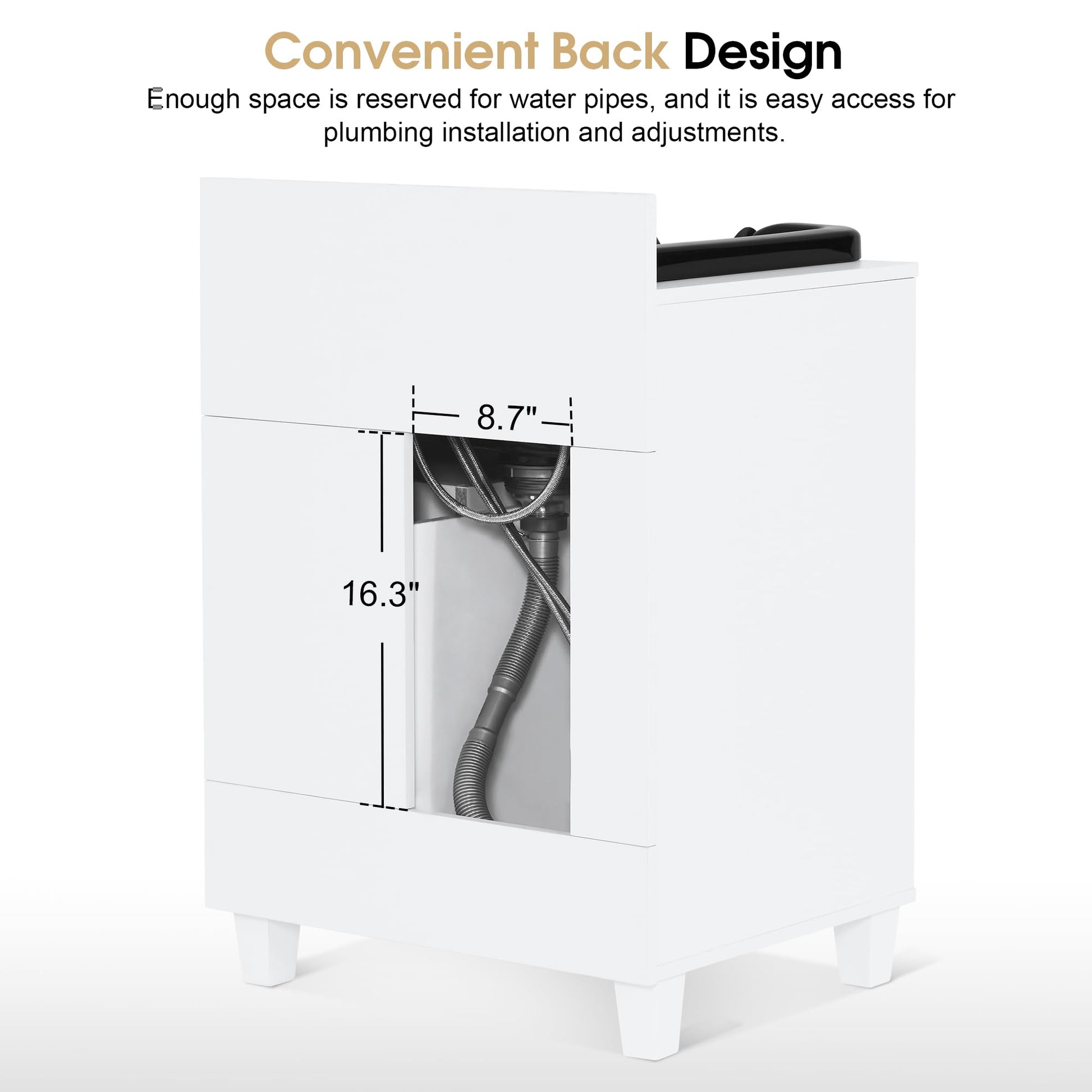 White Smoke BarberPub Barber Storage Shampoo Station, Spa Textured Embossed Cabinet with Shampoo bowl & Drawers, Hair Salon Sink Backwash Equipment 7131 (White)