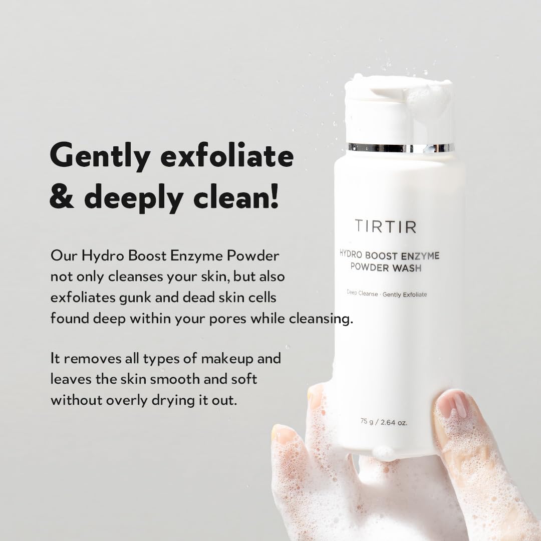 Light Gray TIRTIR Hydro Boost Enzyme Cleansing Powder, 2.64 Oz