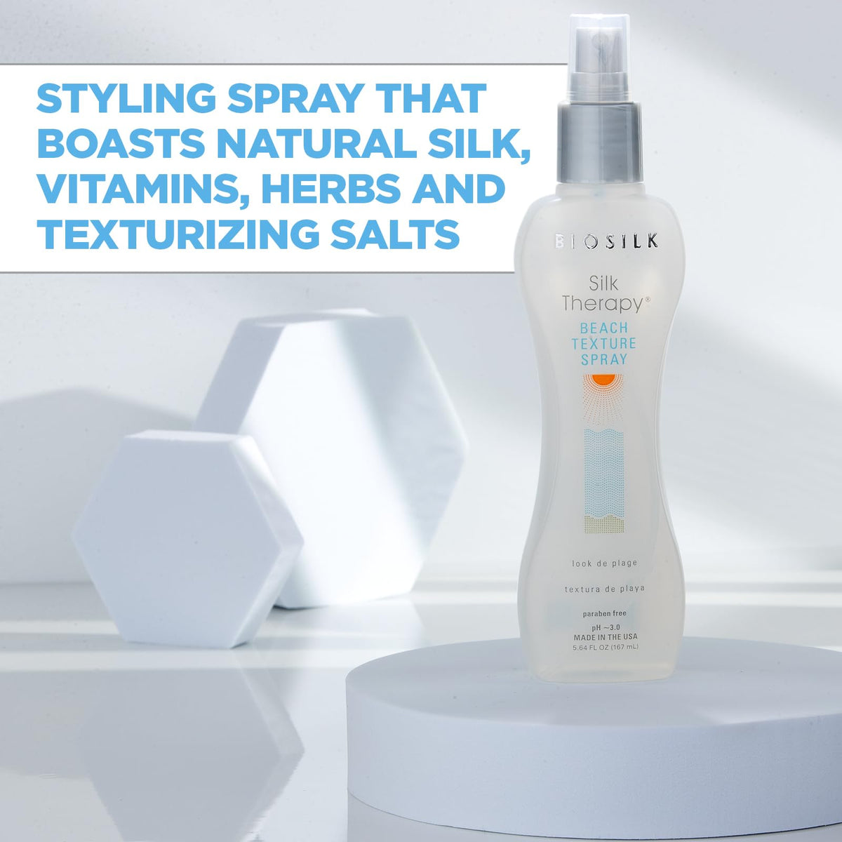 Gray BioSilk Beach Texture, Styling Salt Spray for Natural Waves & Texture, Sulfate, Paraben, & Cruelty-Free, 5.64 oz