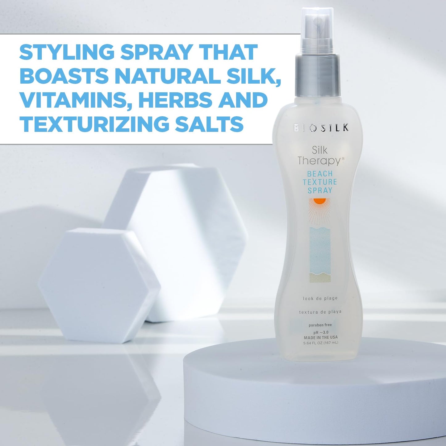 Gray BioSilk Beach Texture, Styling Salt Spray for Natural Waves & Texture, Sulfate, Paraben, & Cruelty-Free, 5.64 oz
