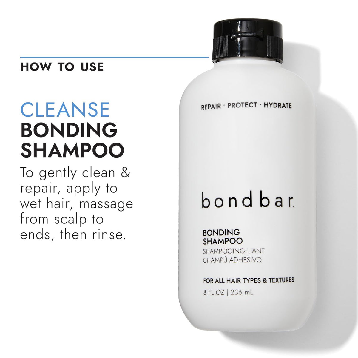 White Smoke Bondbar Repairing Shampoo & Conditioner, Protects, Strengthens & Hydrates All Hair Types & Textures, Prevents Flyaways & Frizz, Adds Moisture & Shine, Vegan, Cruelty-Free, 8 Fl. Oz.