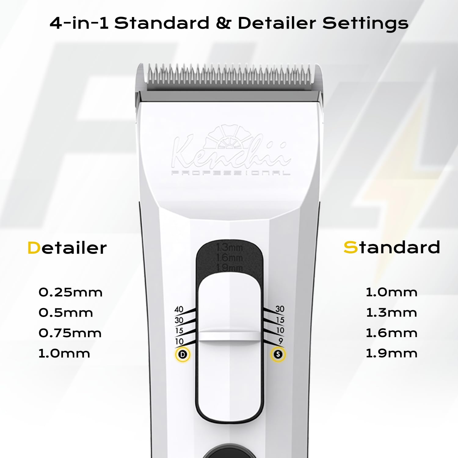 White Smoke Kenchii Flash Dog Clippers for Grooming 4-in-1 Digital Cordless Cat & Dog Grooming Clipper for Pet Care, Precision Pet Grooming Trim, Shape, and Style Effortlessly, White