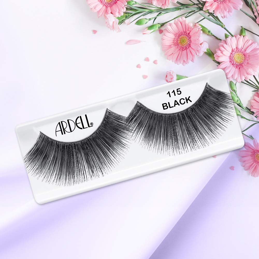 White Smoke Ardell False Eyelashes Glamour Strip Lashes 115 - Black, Full Volume and Rounded Lash, Reusable Fake Eyelashes for Any Special Occasions, 4-Packs