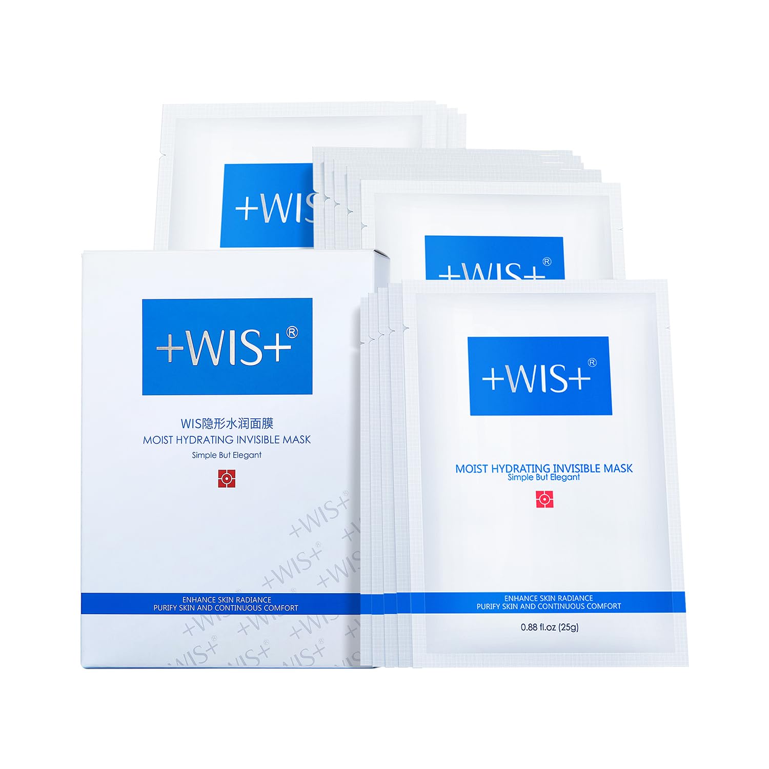White Smoke +WIS+ Intensive Hydrating Natural Face Masks 24 EA | Hyaluronic Acid & Collagen | Tend Skin, Sensitive Skin Safe | Pore Minimizing, Elasticity Boost | Dehydrated Skin Repair | Galentines Gifts Bulk