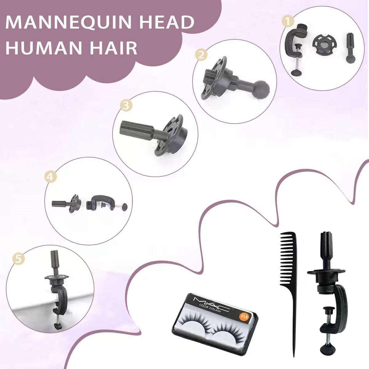 White Smoke Mannequin Head with 80% Human Hair for Hair Styling Practice 26-28 Inch Straight Hair Training Head for Cosmetology Barber Hairdresser Students and Professionals (613)