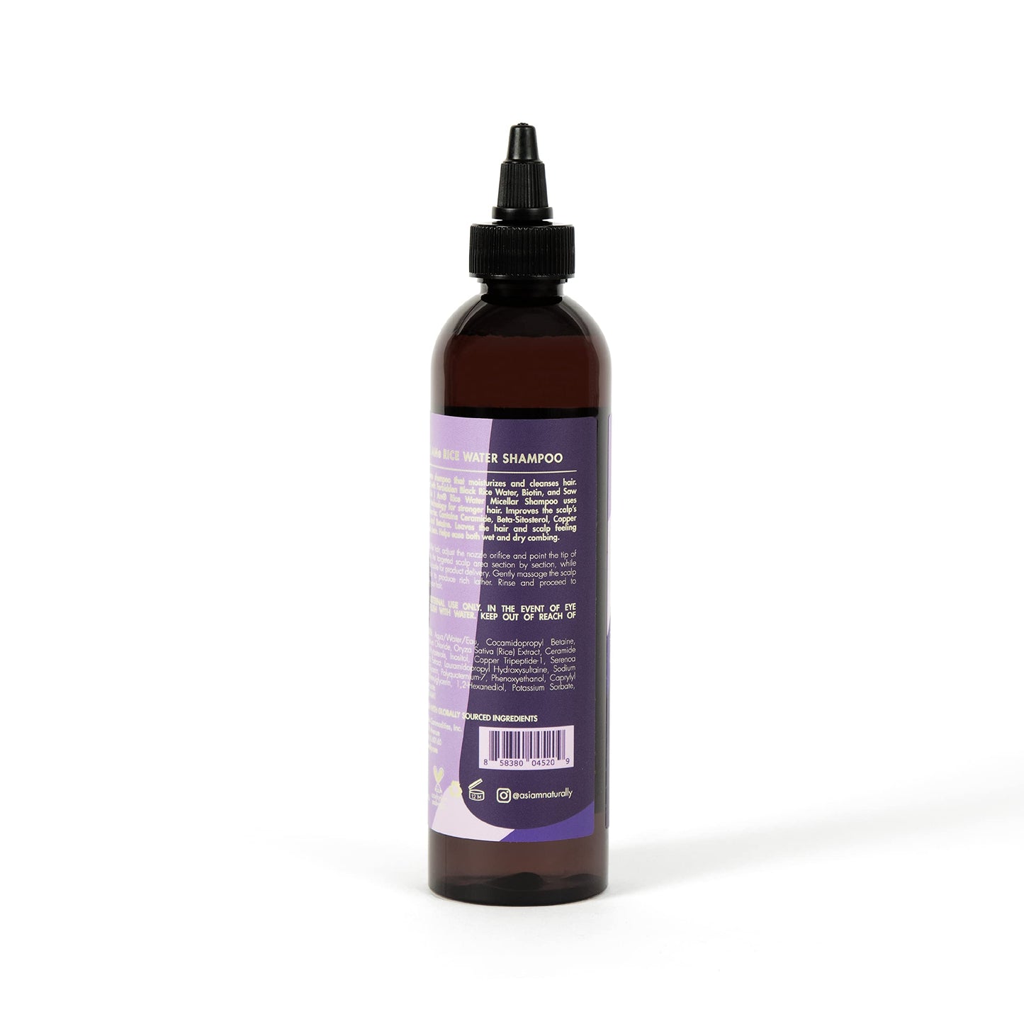 White Smoke As I Am Rice Water Shampoo 8 oz - with Forbidden Black Rice, Saw Palmetto, Biotin - Gentle Cleanser - Moisturizing - Vegan & Cruelty Free - Sulfate Free - Paraben Free - For All Hair Types