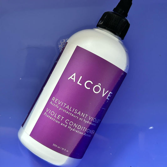 Dark Slate Blue Alcôve - Violet Conditioner - Blonde Hair - Colored Hair - Neutralize Yellow and Brassy Tones - Anti-frizz - Hydrate - Strengthen - With Argan Oil and Mango Extract - Color-Safe - Sulfate-Free - 10oz