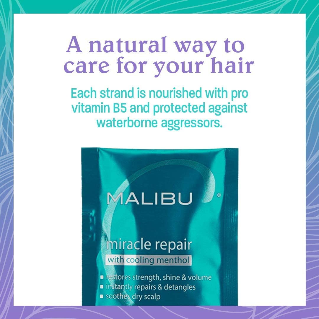 White Smoke Malibu C Miracle Repair Hair Reconstructor with Cooling Menthol (1 Packet) - Nourishing Hair Repair Treatment for Weak, Damaged Strands - Scalp Invigorating Hair Care