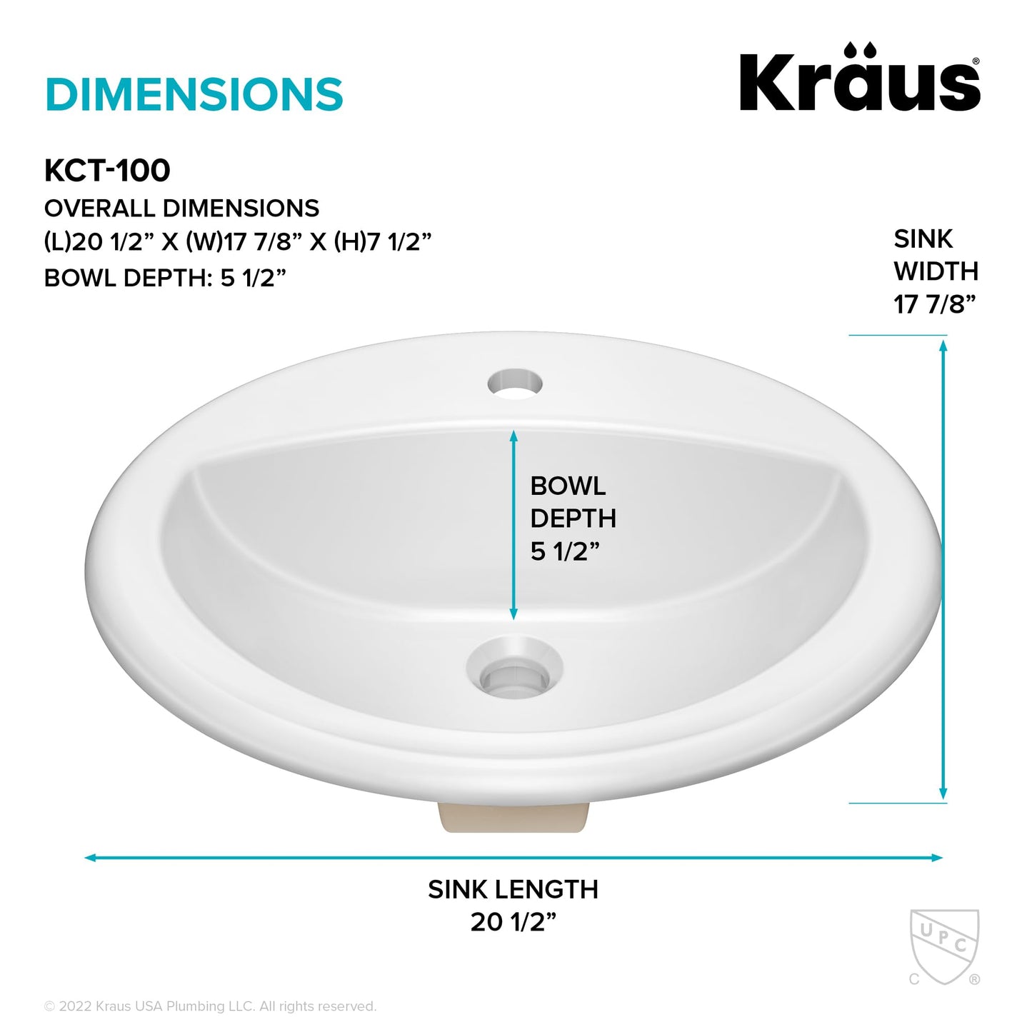 White Smoke KRAUS Elavo 20.5 in. Oval Porcelain Ceramic Self-Rimming Drop In Bathroom Sink in White with Overflow Drain, KCT-100